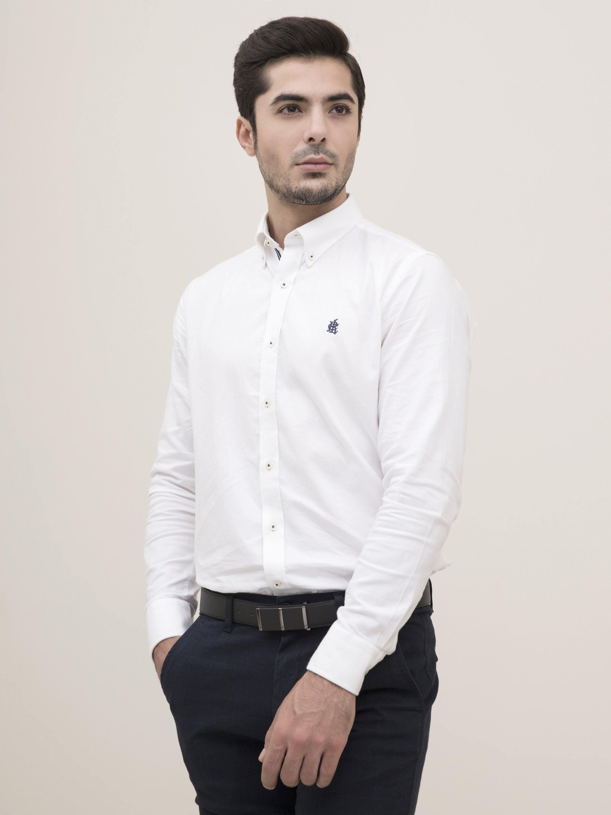SMART SHIRT BUTTON DOWN FULL SLEEVE WHITE at Charcoal Clothing