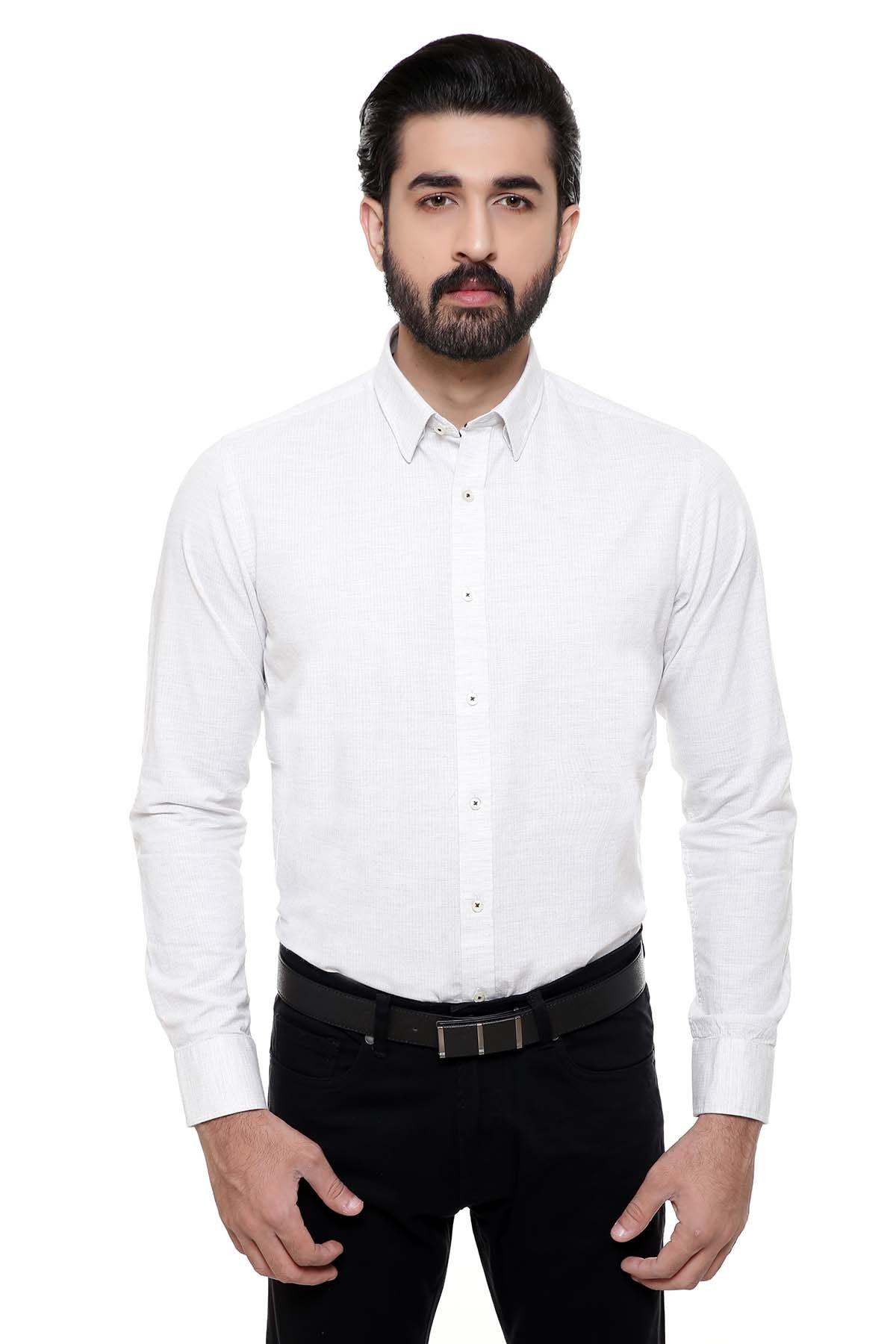 SMART SHIRT BUTTON DOWN FULL SLEEVE WHITE at Charcoal Clothing