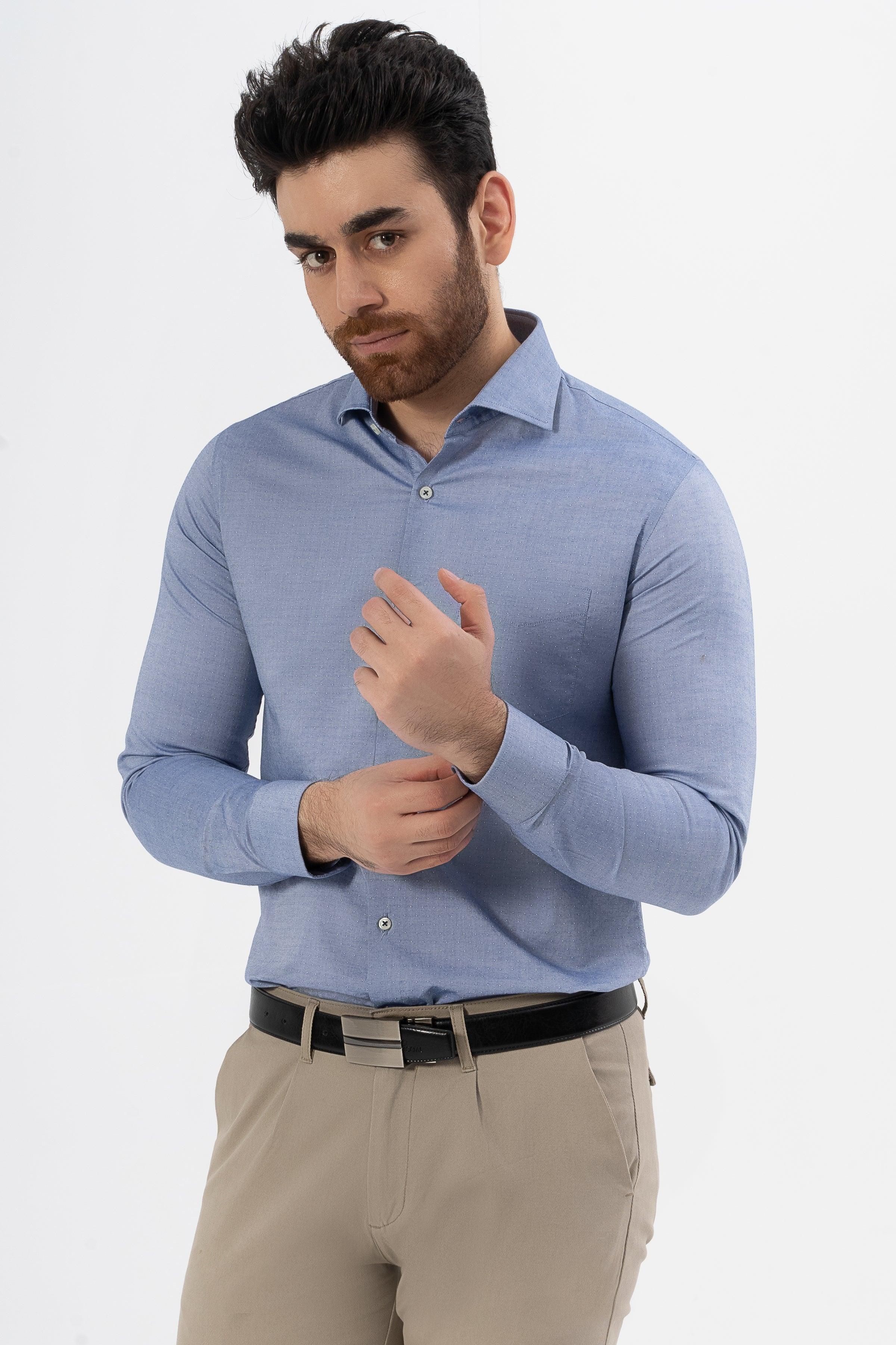 SMART SHIRT CHAMBRAY BLUE at Charcoal Clothing