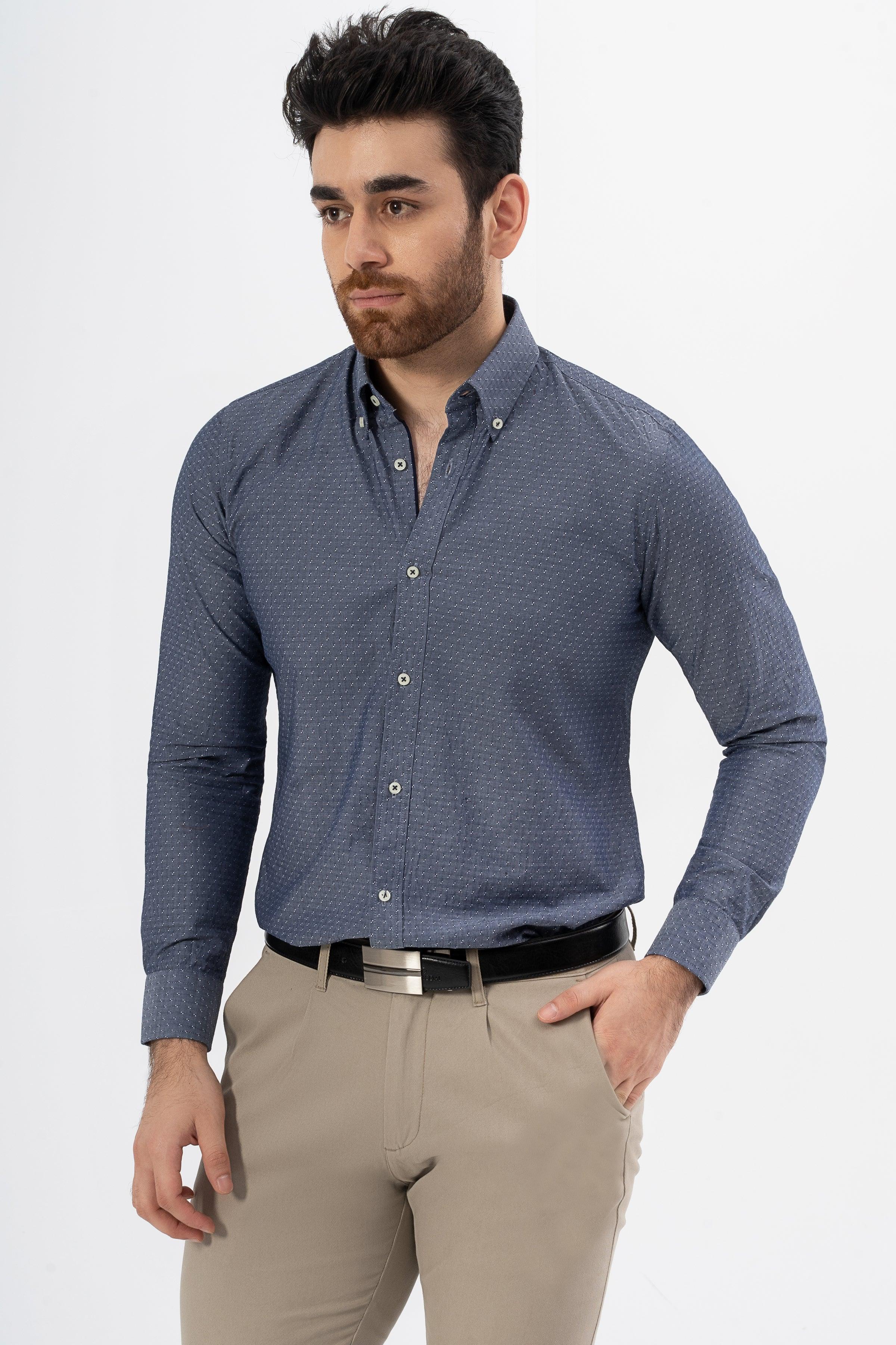 SMART SHIRT CHAMBRAY BLUE at Charcoal Clothing