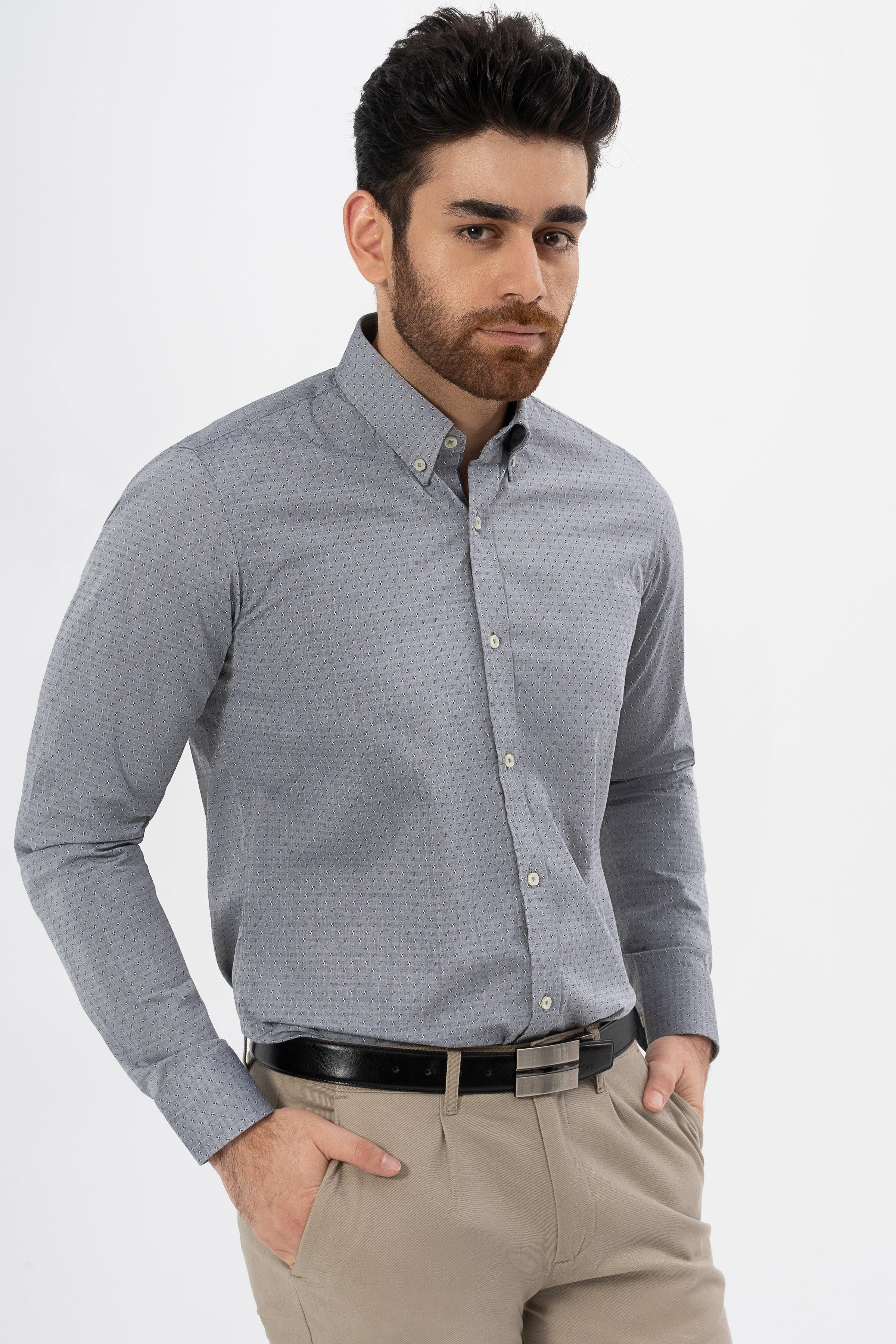 SMART SHIRT CHAMBRAY GREY at Charcoal Clothing