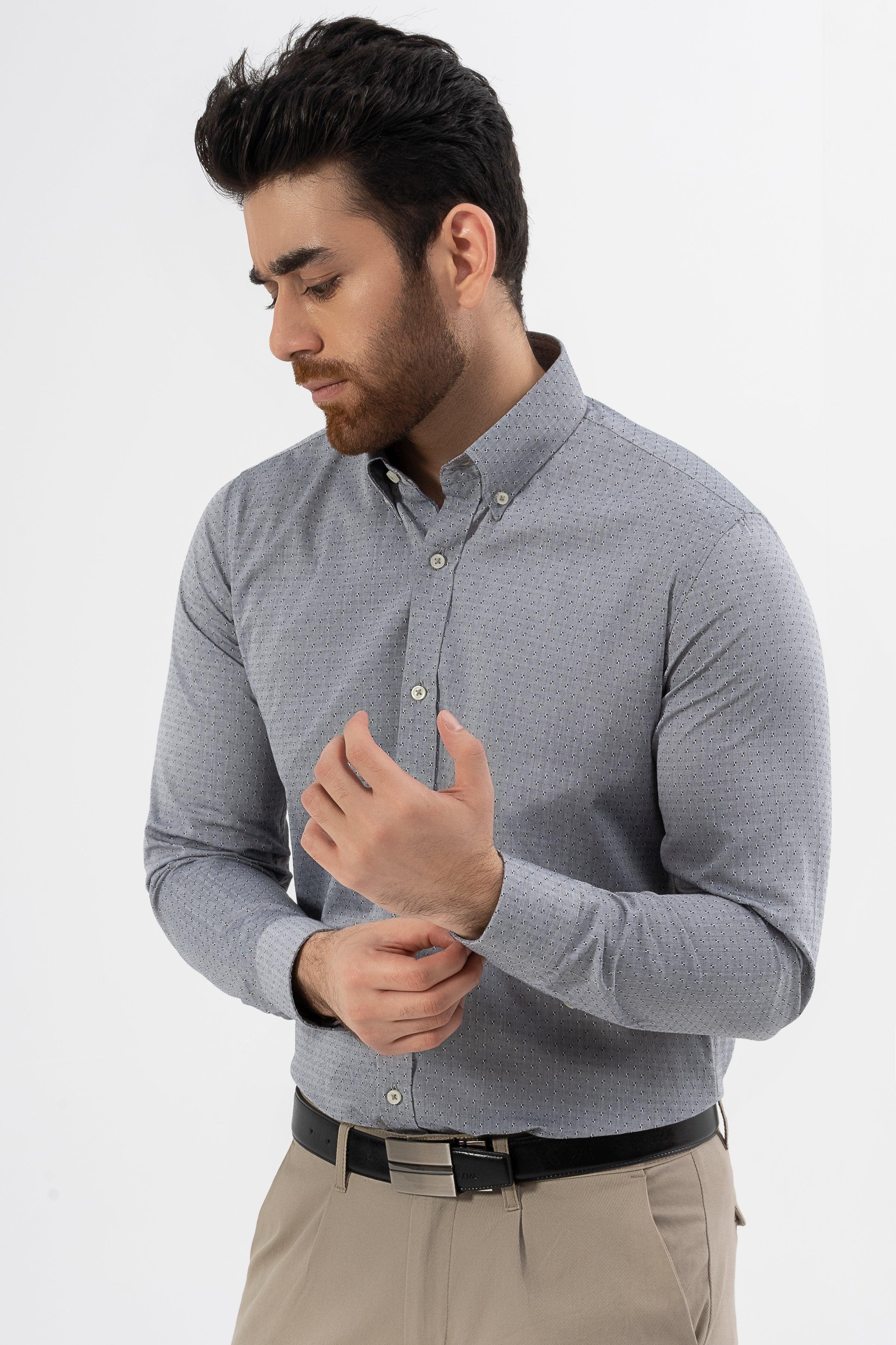 SMART SHIRT CHAMBRAY GREY at Charcoal Clothing