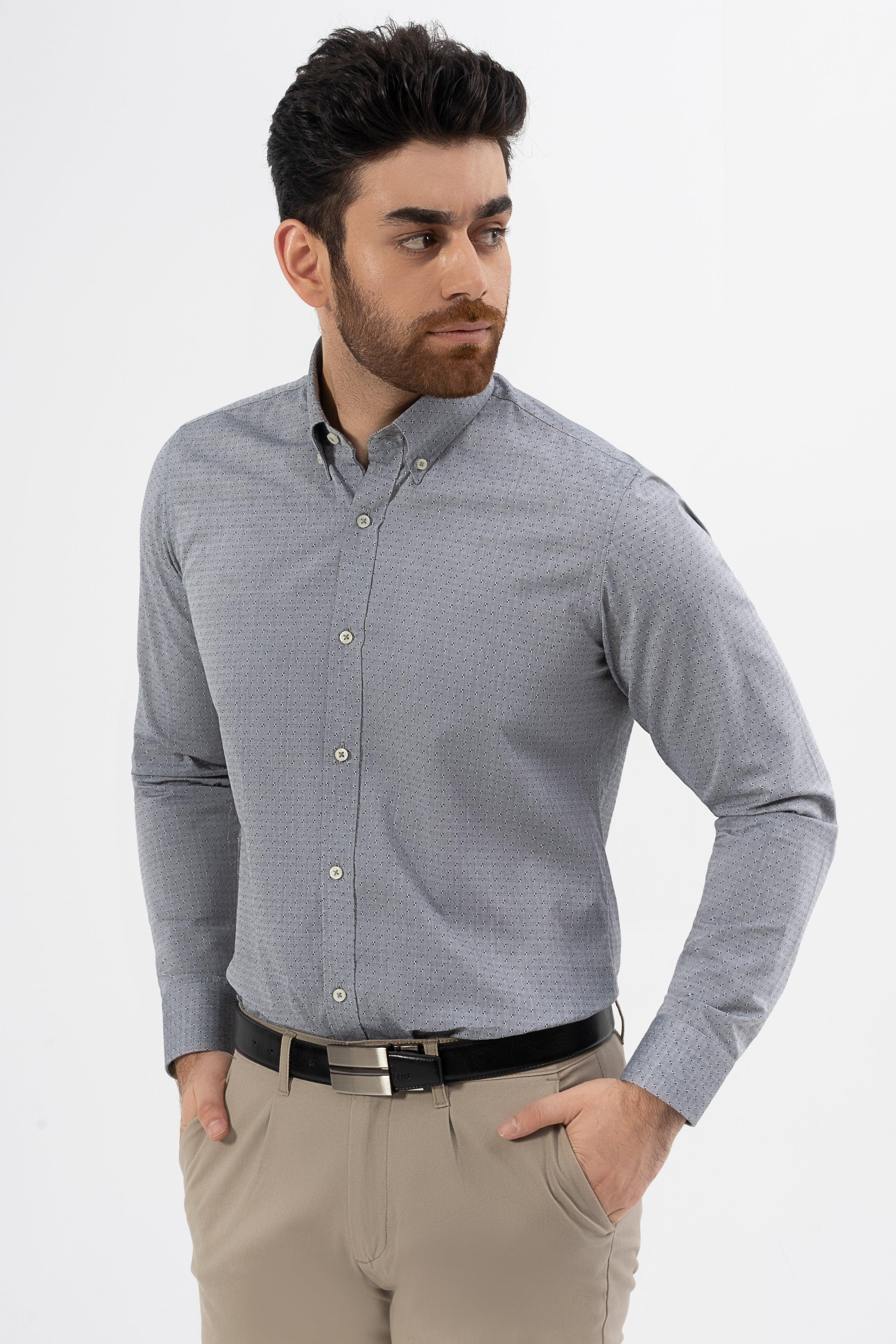 SMART SHIRT CHAMBRAY GREY at Charcoal Clothing