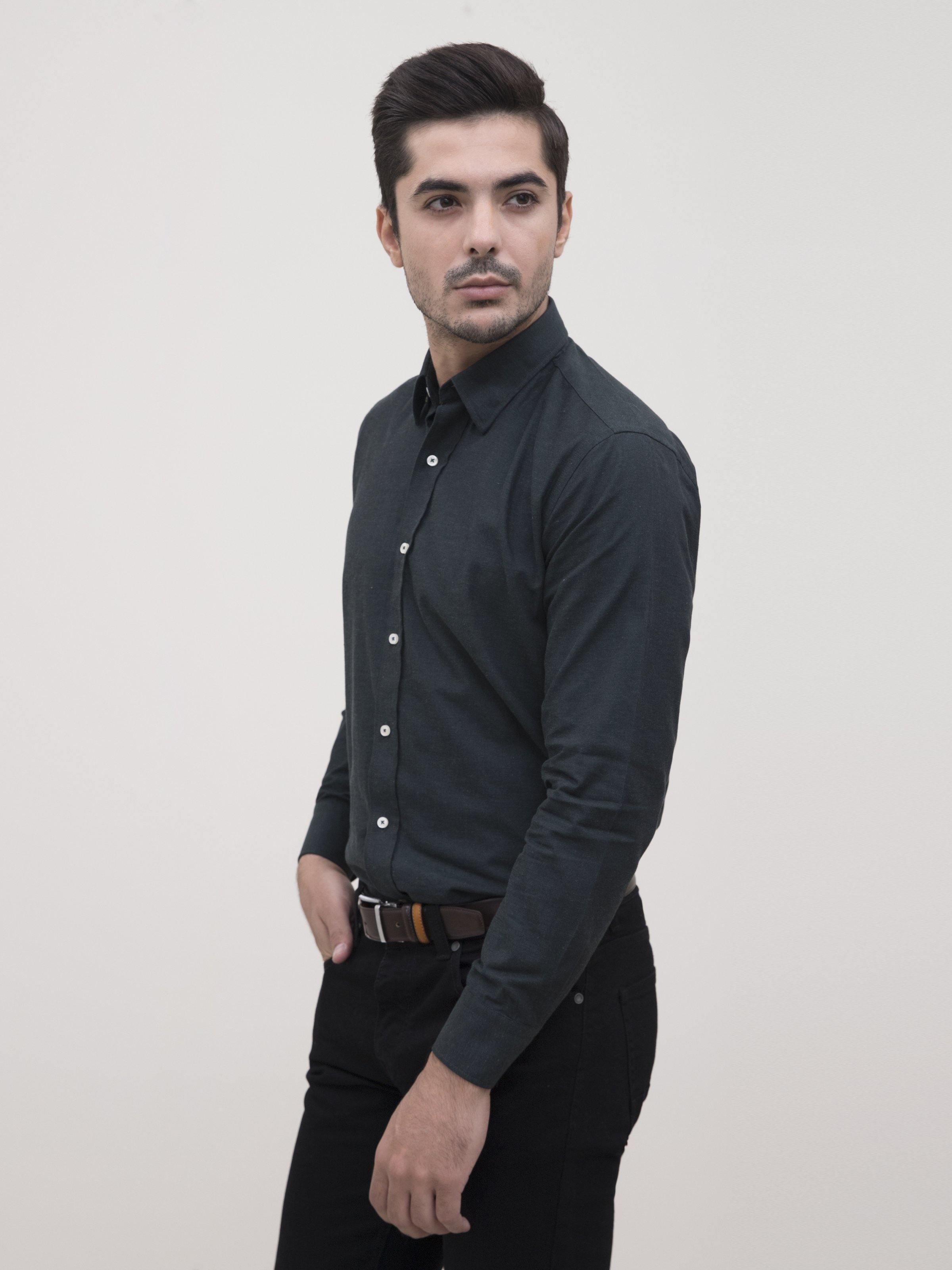 SMART SHIRT DARK GREEN at Charcoal Clothing