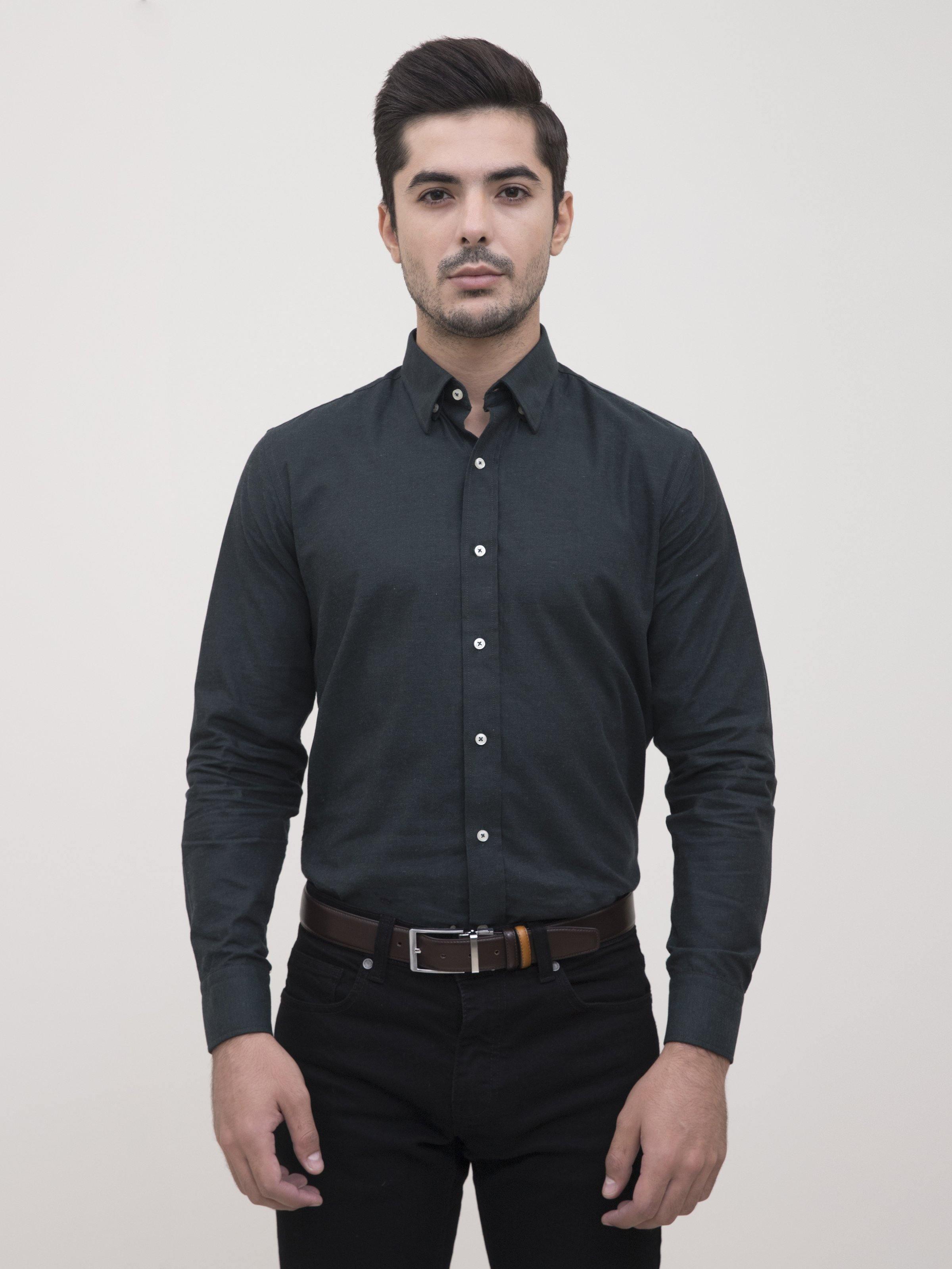 SMART SHIRT DARK GREEN at Charcoal Clothing