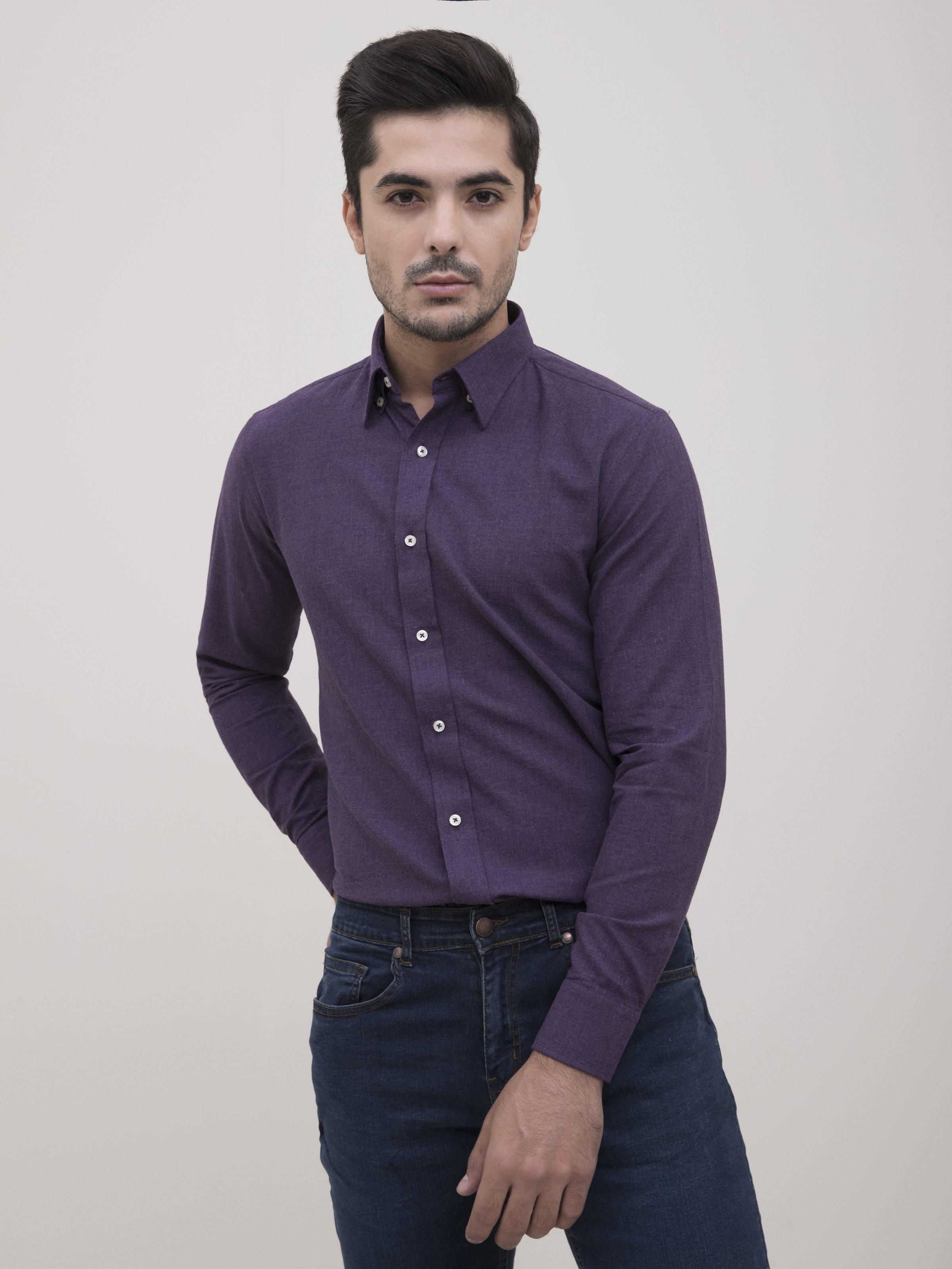 SMART SHIRT EGG PLANT at Charcoal Clothing