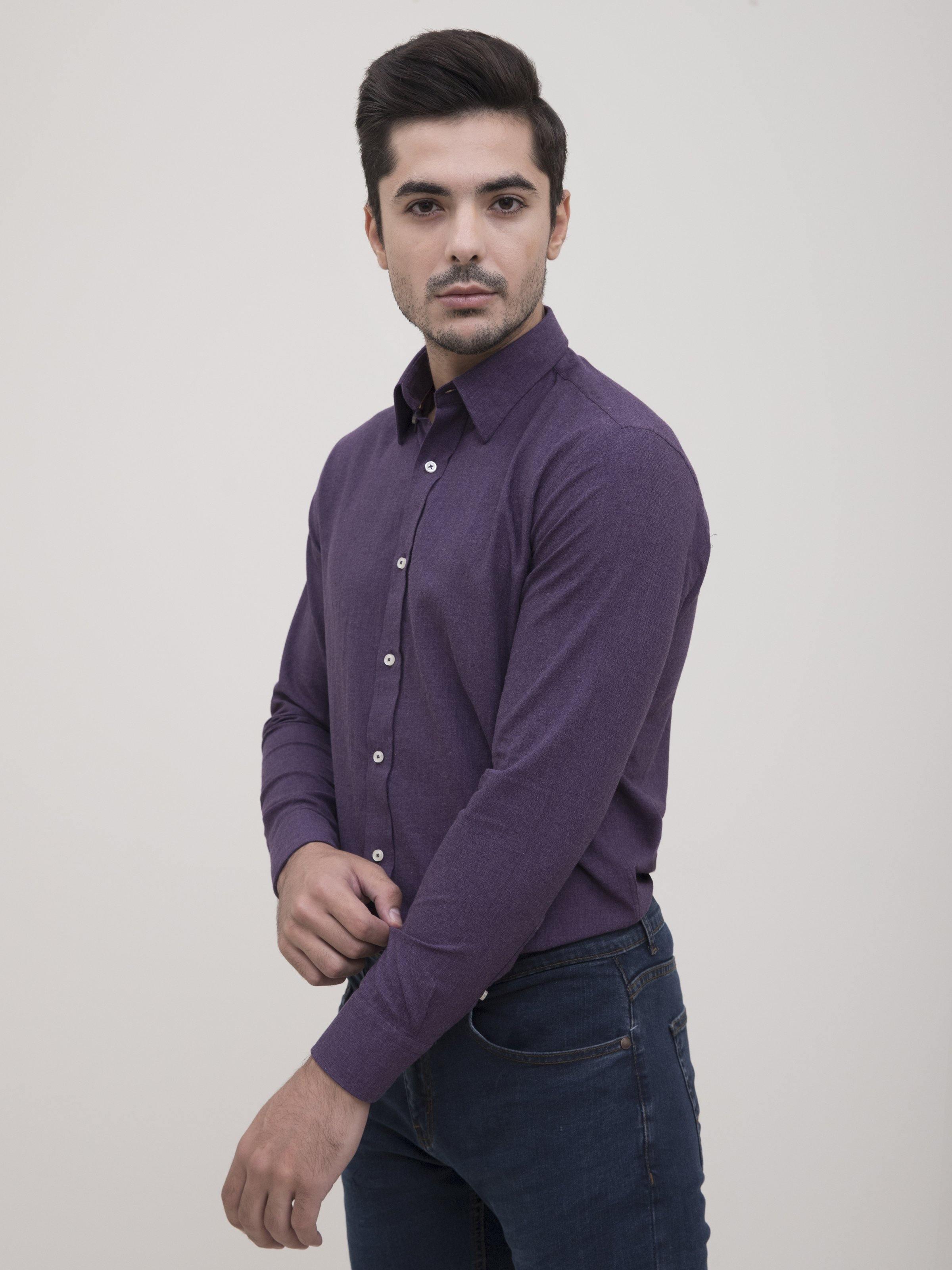 SMART SHIRT EGG PLANT at Charcoal Clothing