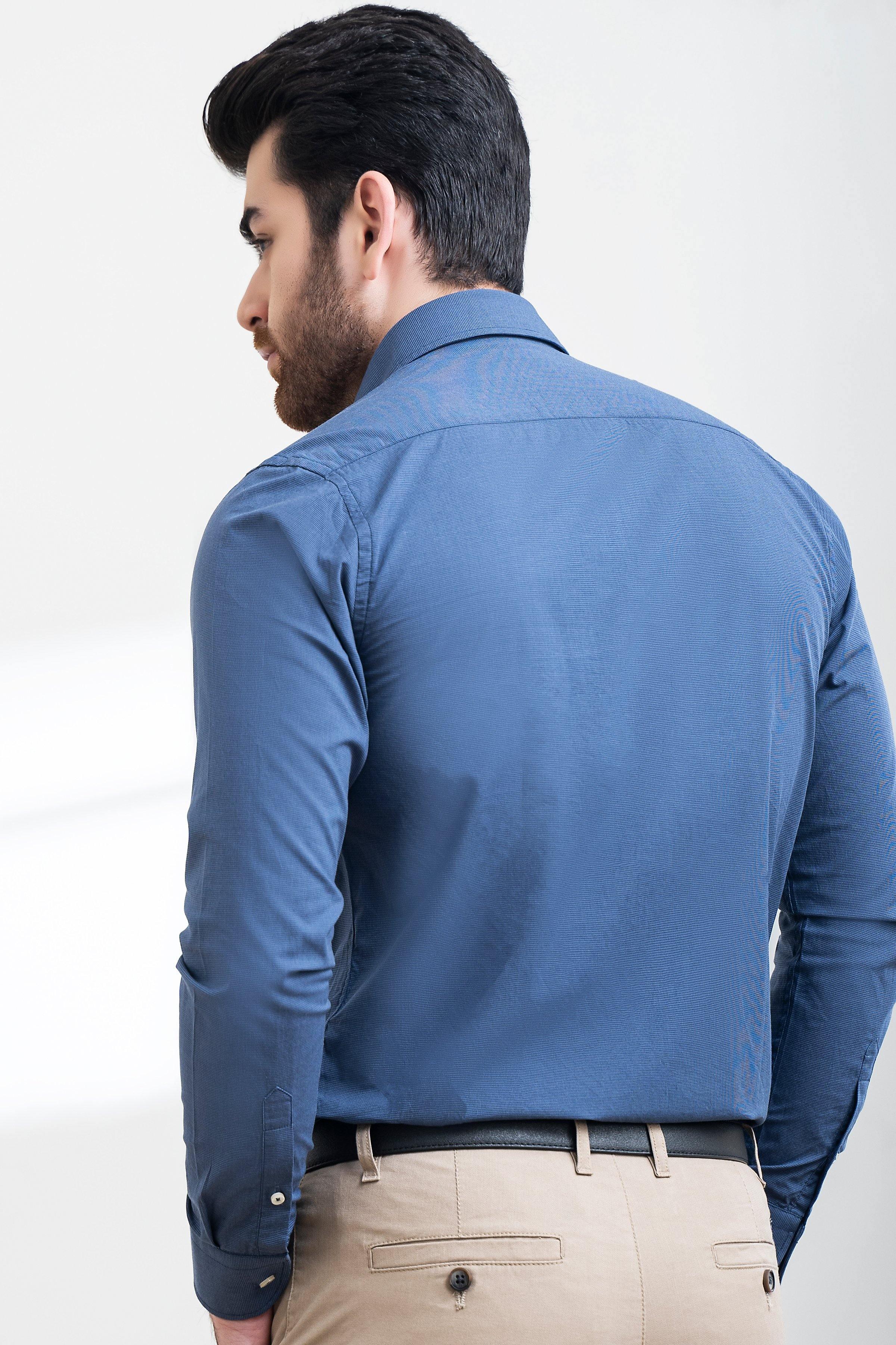 SMART SHIRT FRENCH COLLAR BLUE at Charcoal Clothing