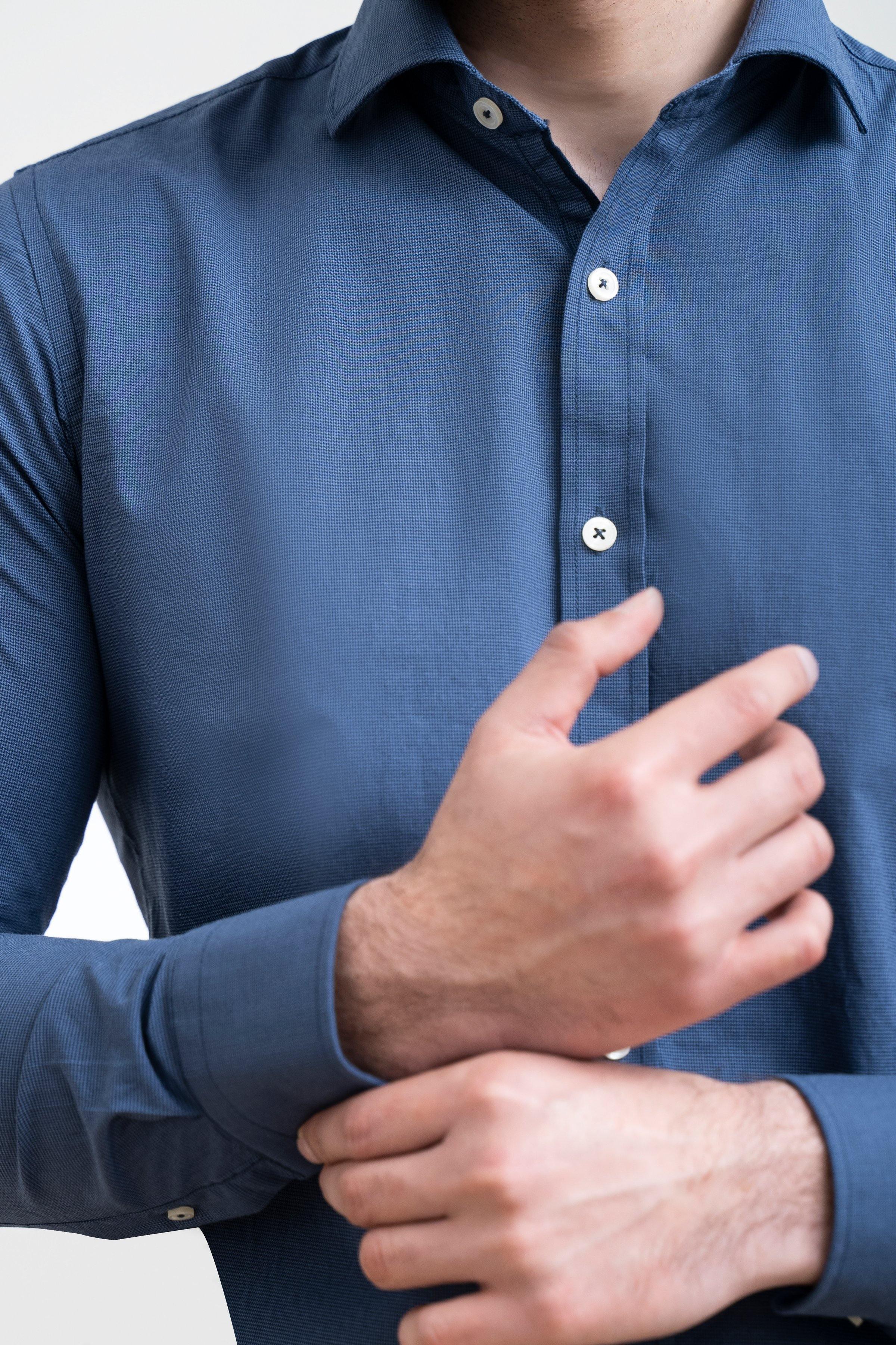 SMART SHIRT FRENCH COLLAR BLUE at Charcoal Clothing