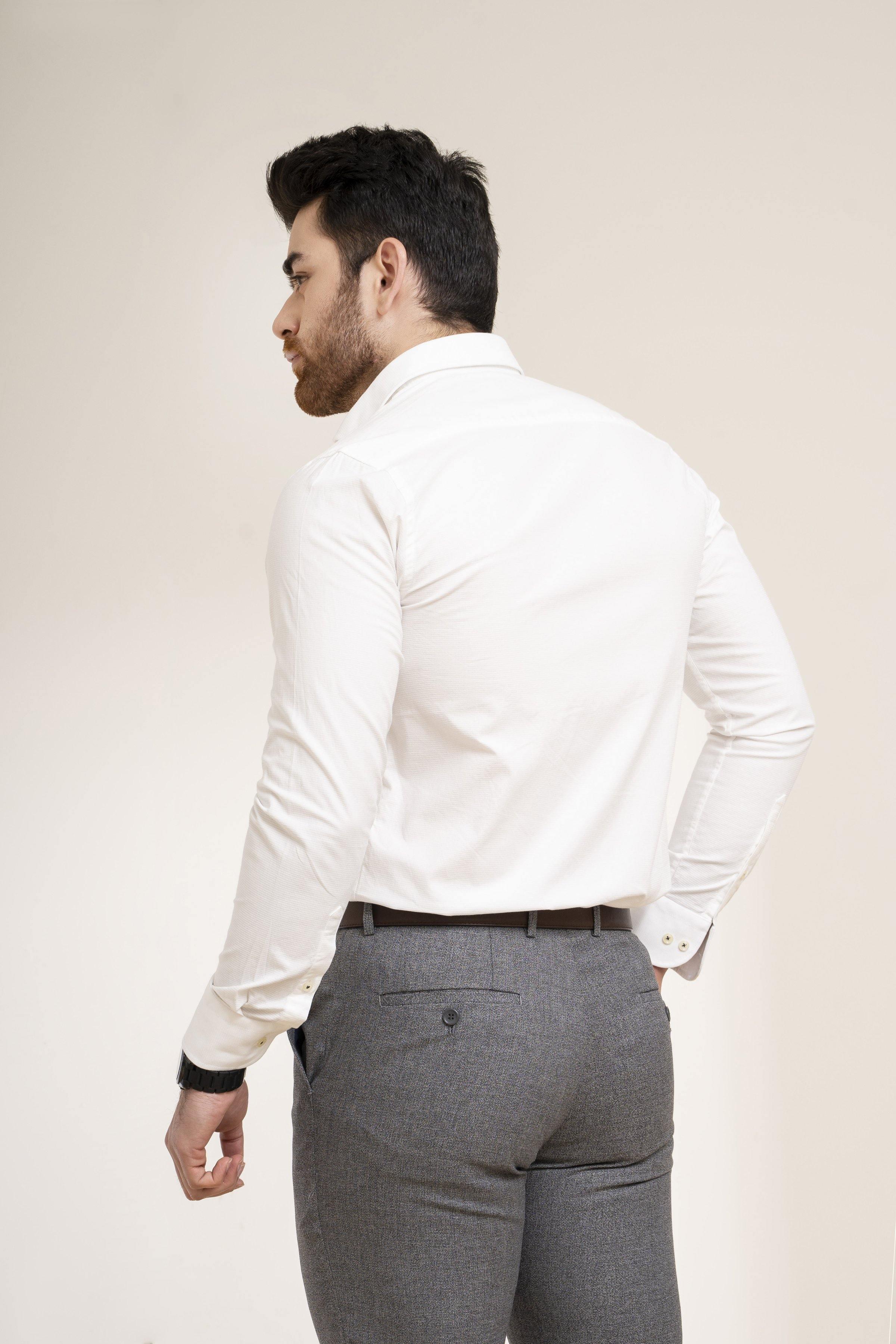 SMART SHIRT FRENCH COLLAR OFF WHITE at Charcoal Clothing