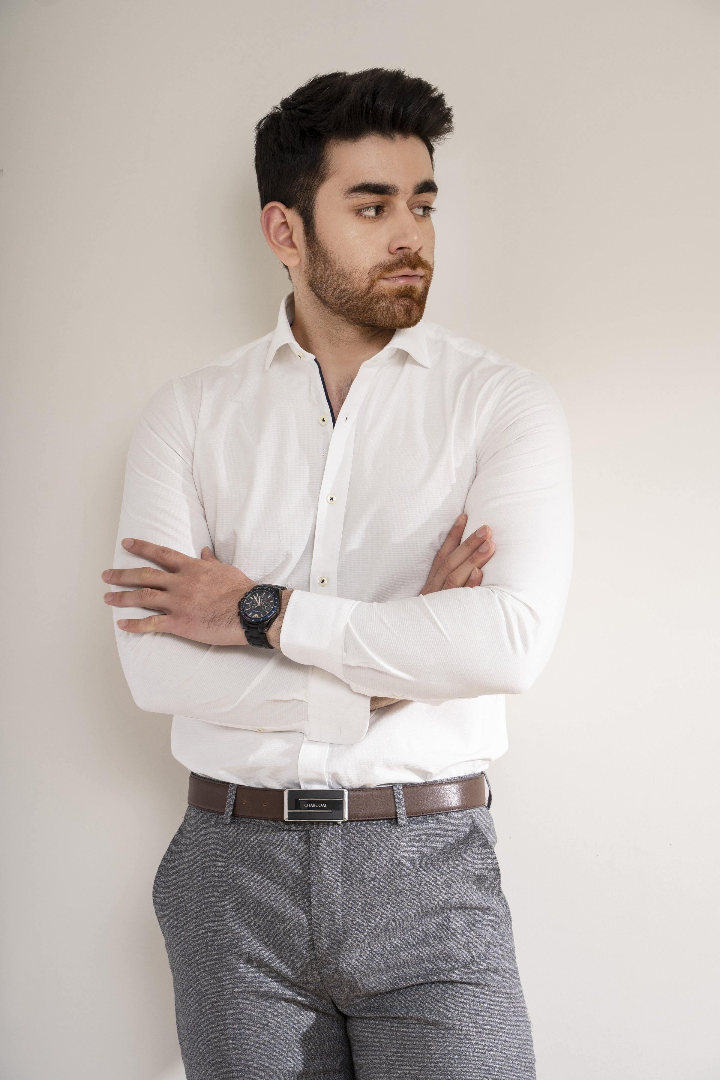 SMART SHIRT FRENCH COLLAR OFF WHITE at Charcoal Clothing