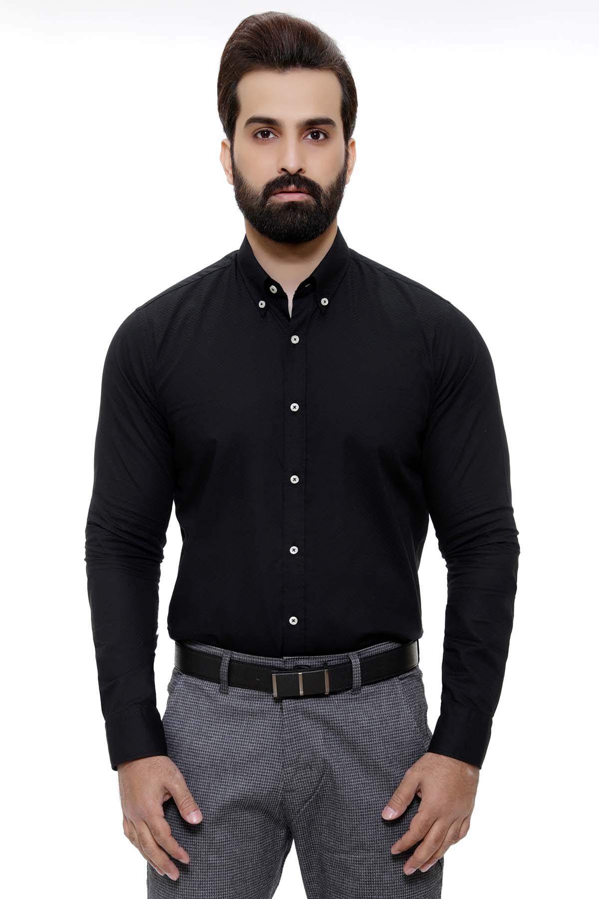 SMART SHIRT FULL SLEEVE BLACK at Charcoal Clothing