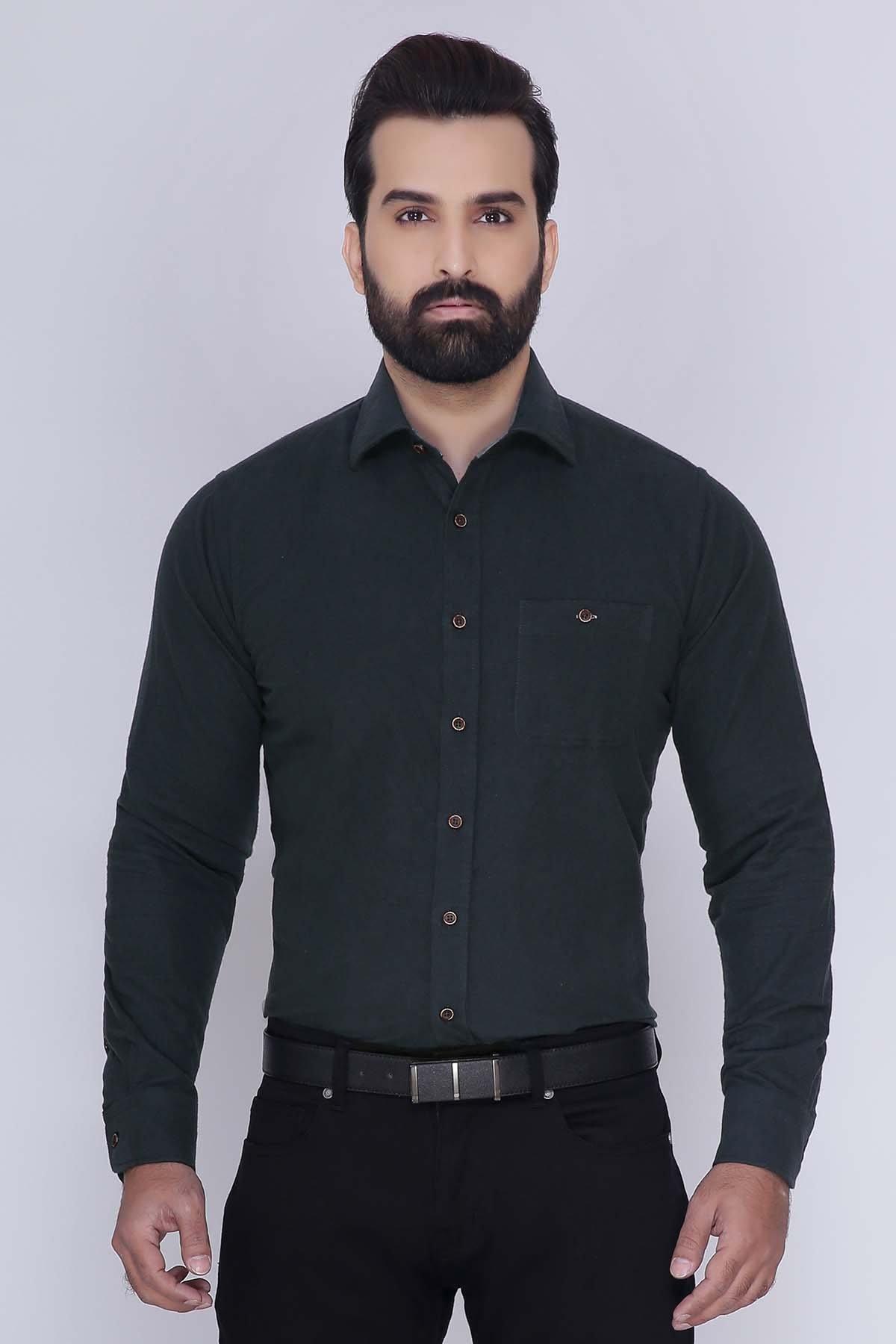 SMART SHIRT FULL SLEEVE BOTTLE GREEN at Charcoal Clothing