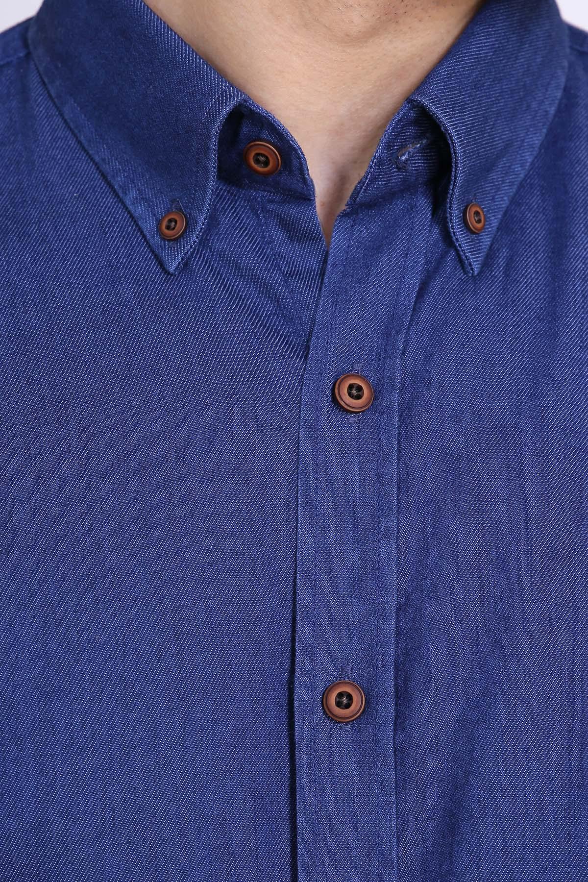SMART SHIRT FULL SLEEVE BUTTON DOWN DARK BLUE at Charcoal Clothing