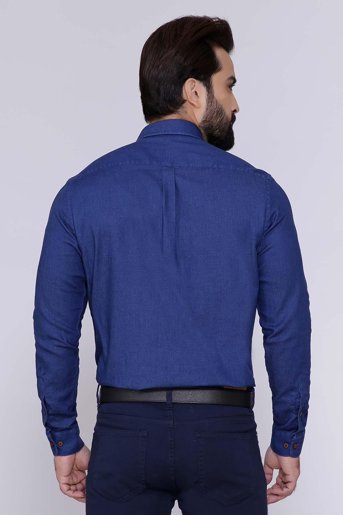 SMART SHIRT FULL SLEEVE BUTTON DOWN DARK BLUE at Charcoal Clothing