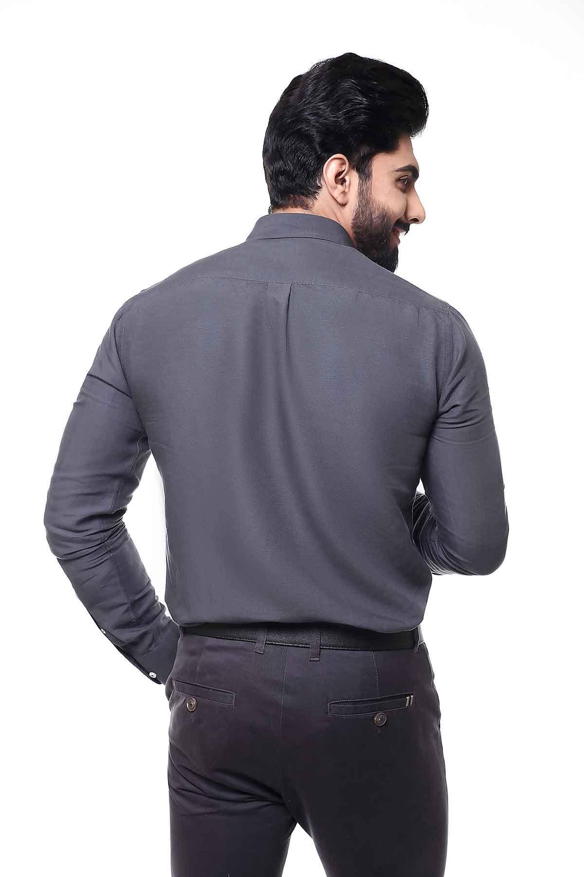 SMART SHIRT FULL SLEEVE BUTTON DOWN DARK GREY at Charcoal Clothing