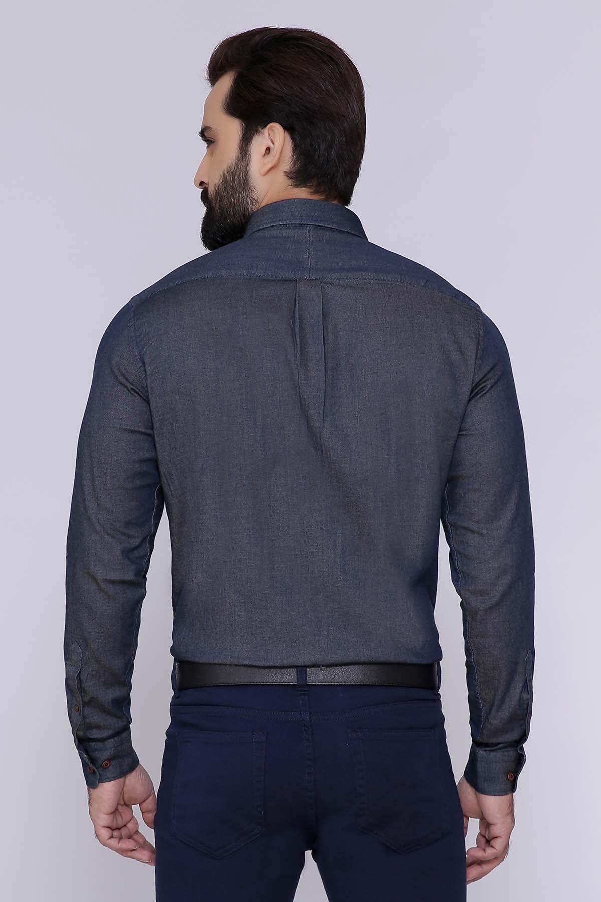 SMART SHIRT FULL SLEEVE BUTTON DOWN DENIM BLUE at Charcoal Clothing