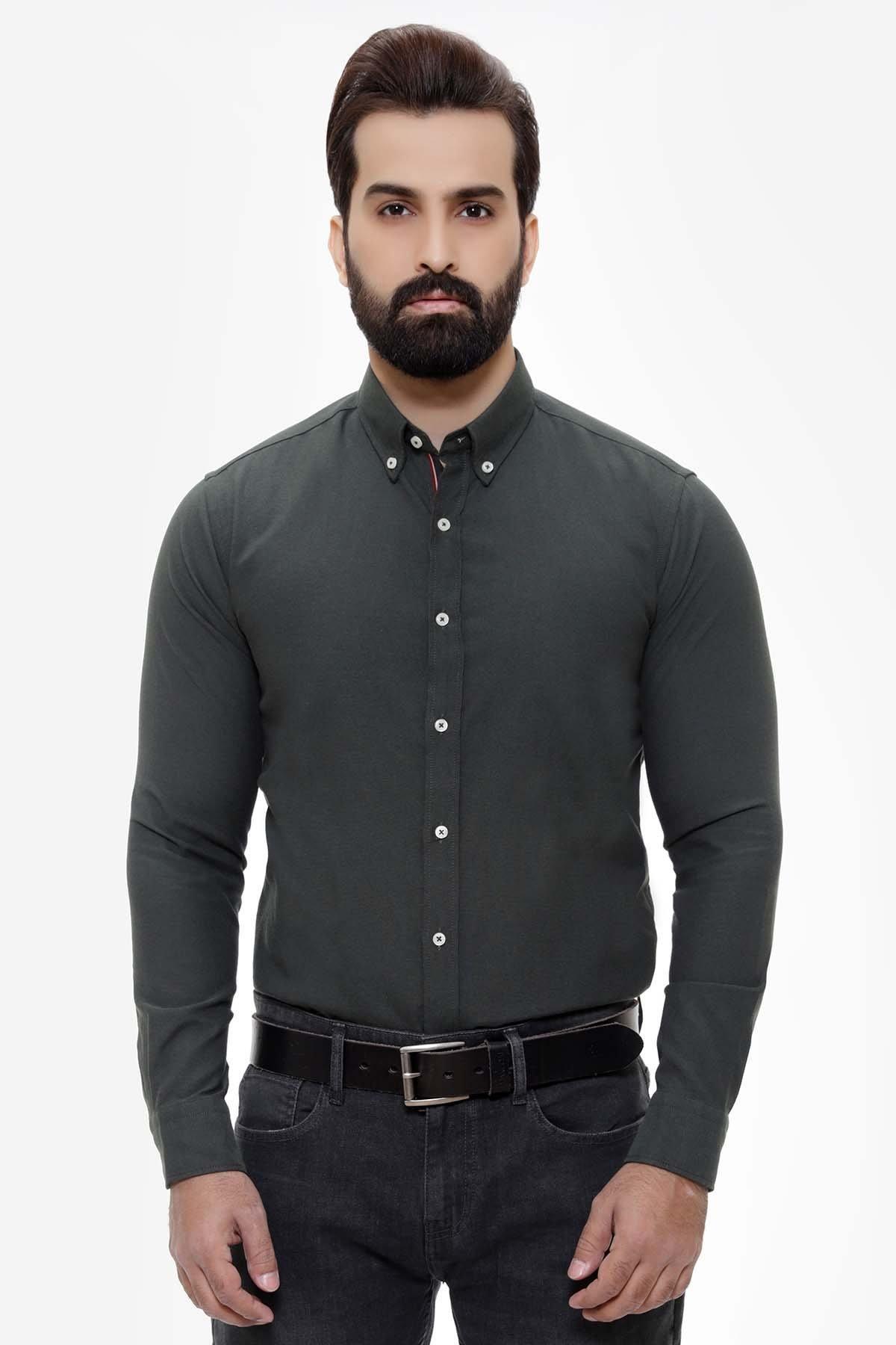 SMART SHIRT FULL SLEEVE BUTTON DOWN GREEN at Charcoal Clothing