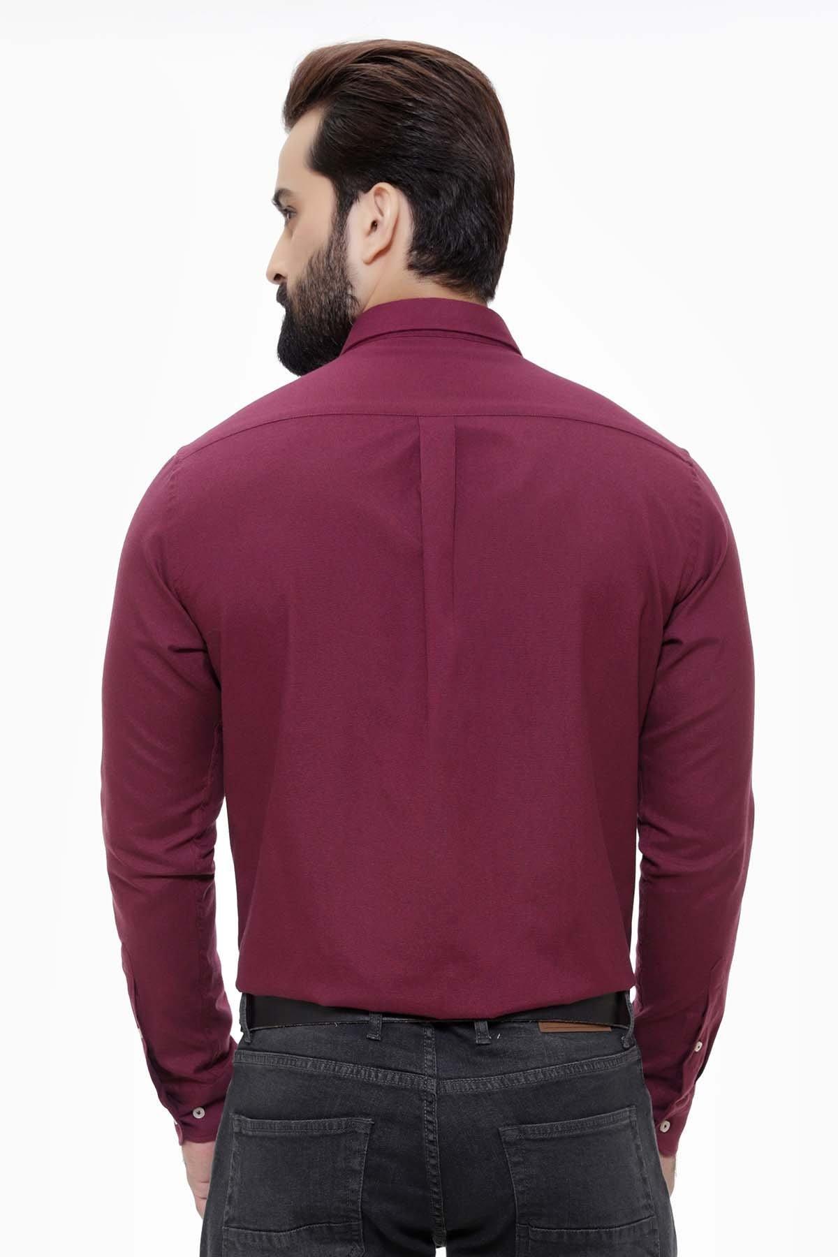 SMART SHIRT FULL SLEEVE BUTTON DOWN MAROON at Charcoal Clothing