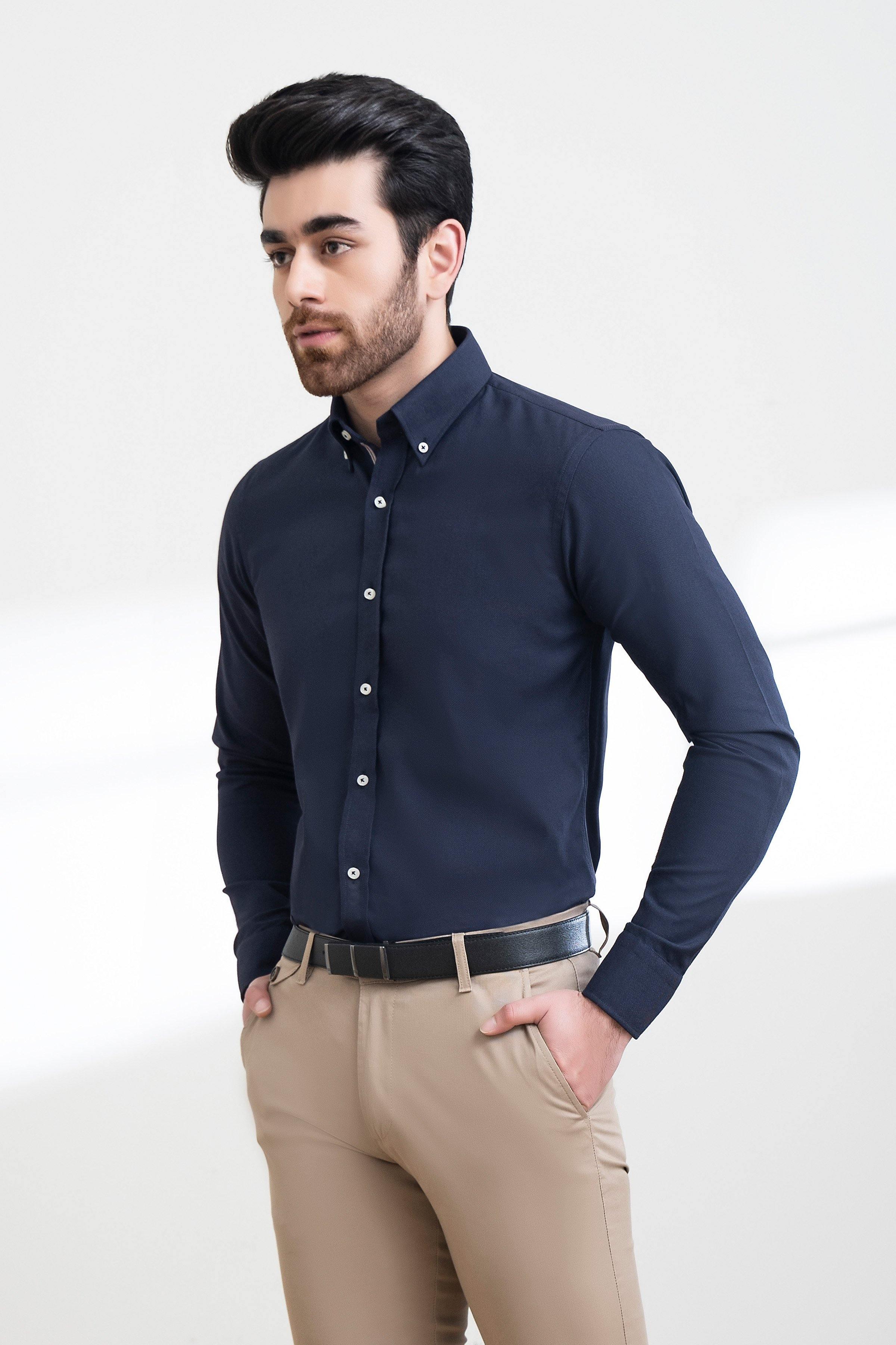 SMART SHIRT FULL SLEEVE BUTTON DOWN NAVY at Charcoal Clothing