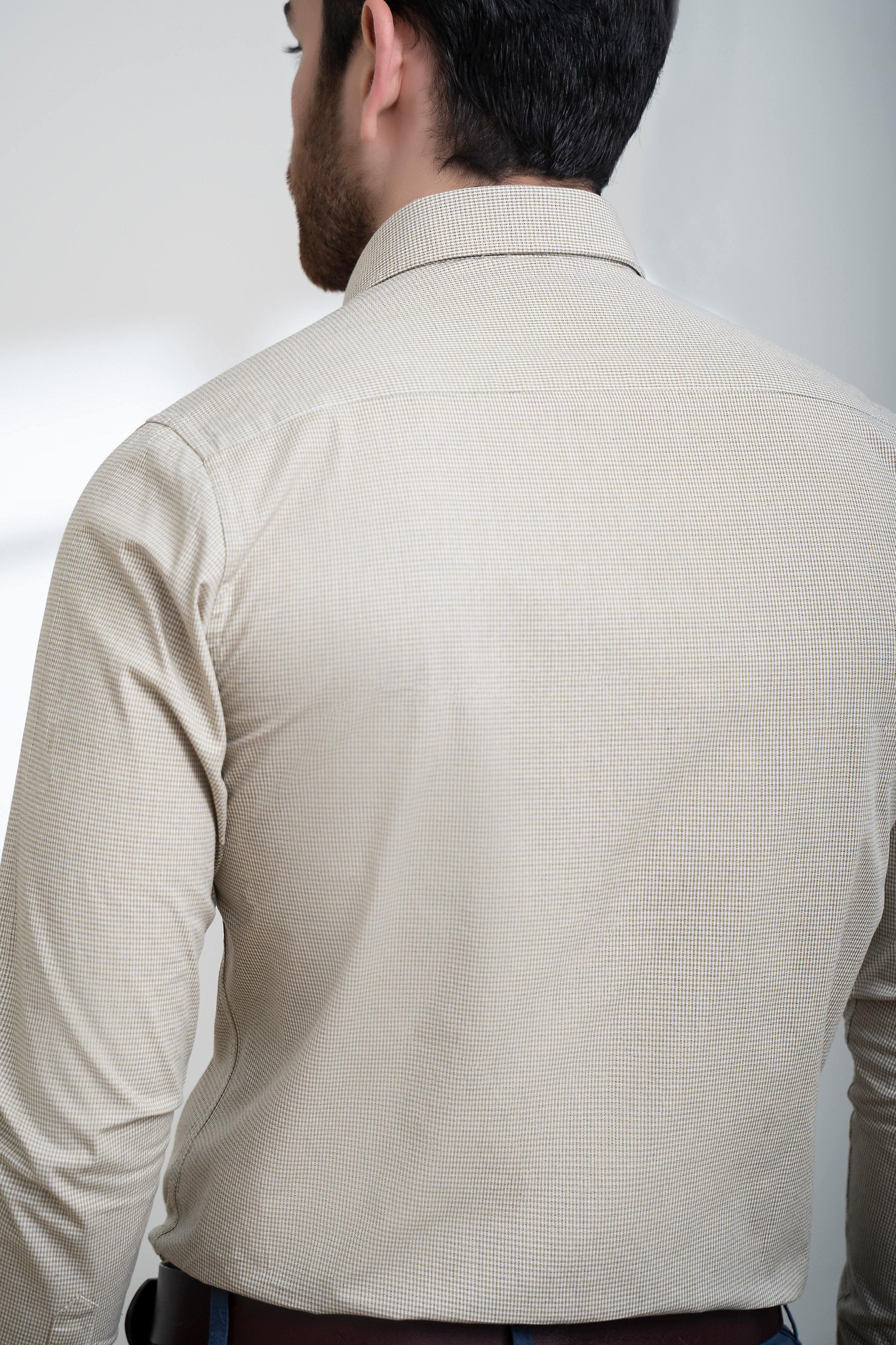 SMART SHIRT FULL SLEEVE FRENCH COLLAR LIGHT KHAKI at Charcoal Clothing