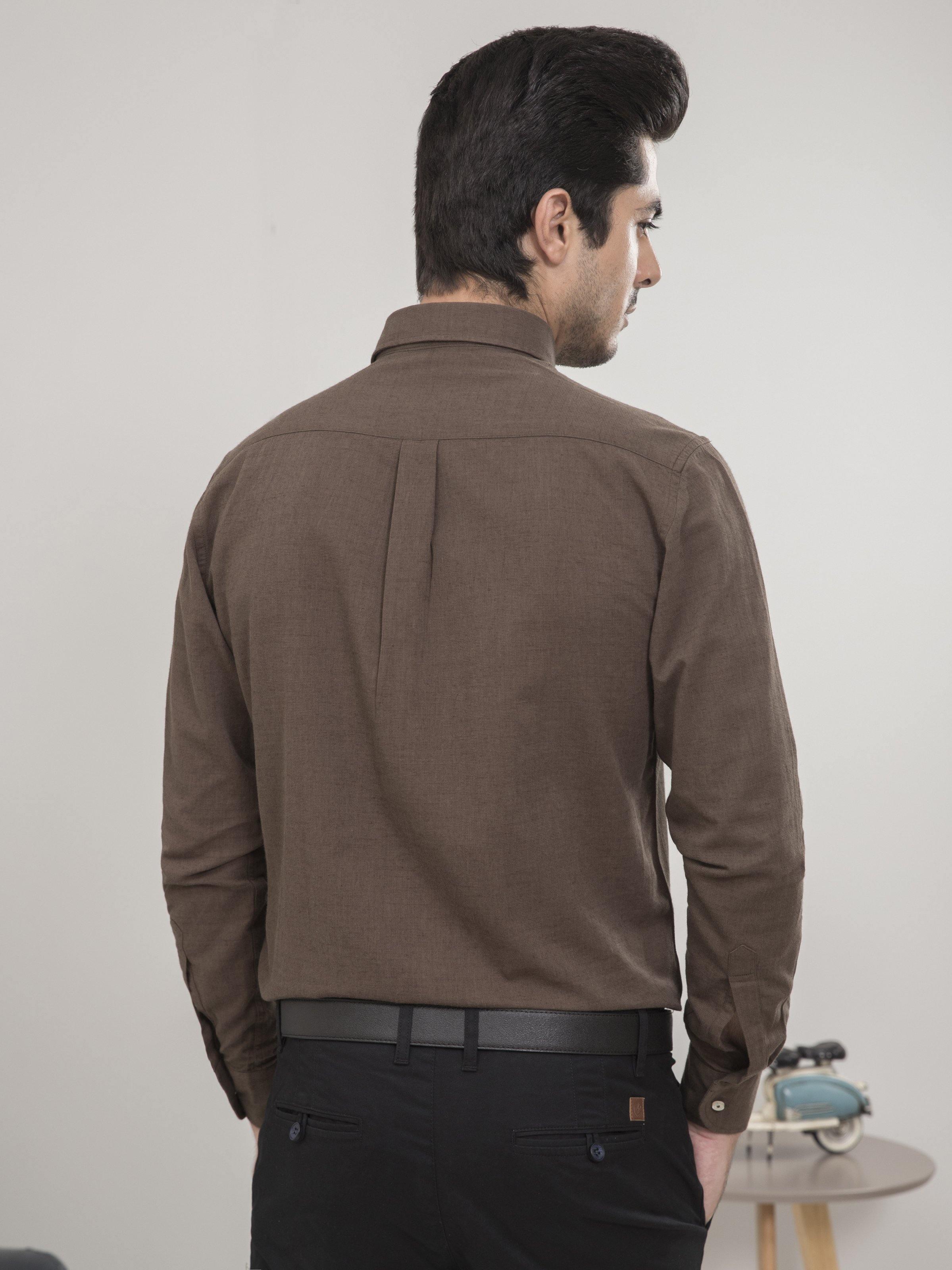 SMART SHIRT FULL SLEEVE GREEN KHAKI at Charcoal Clothing