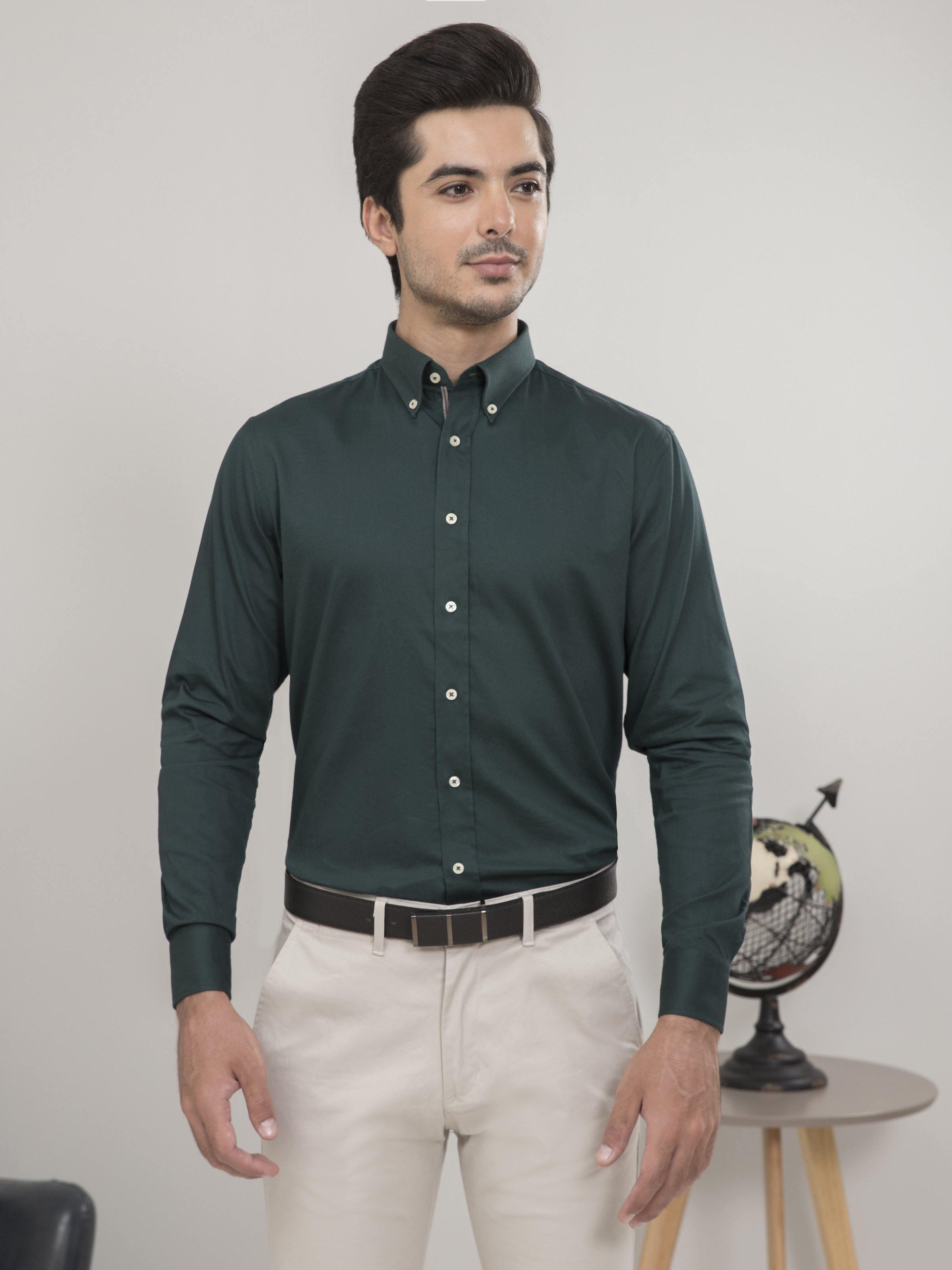 SMART SHIRT FULL SLEEVE GREEN at Charcoal Clothing