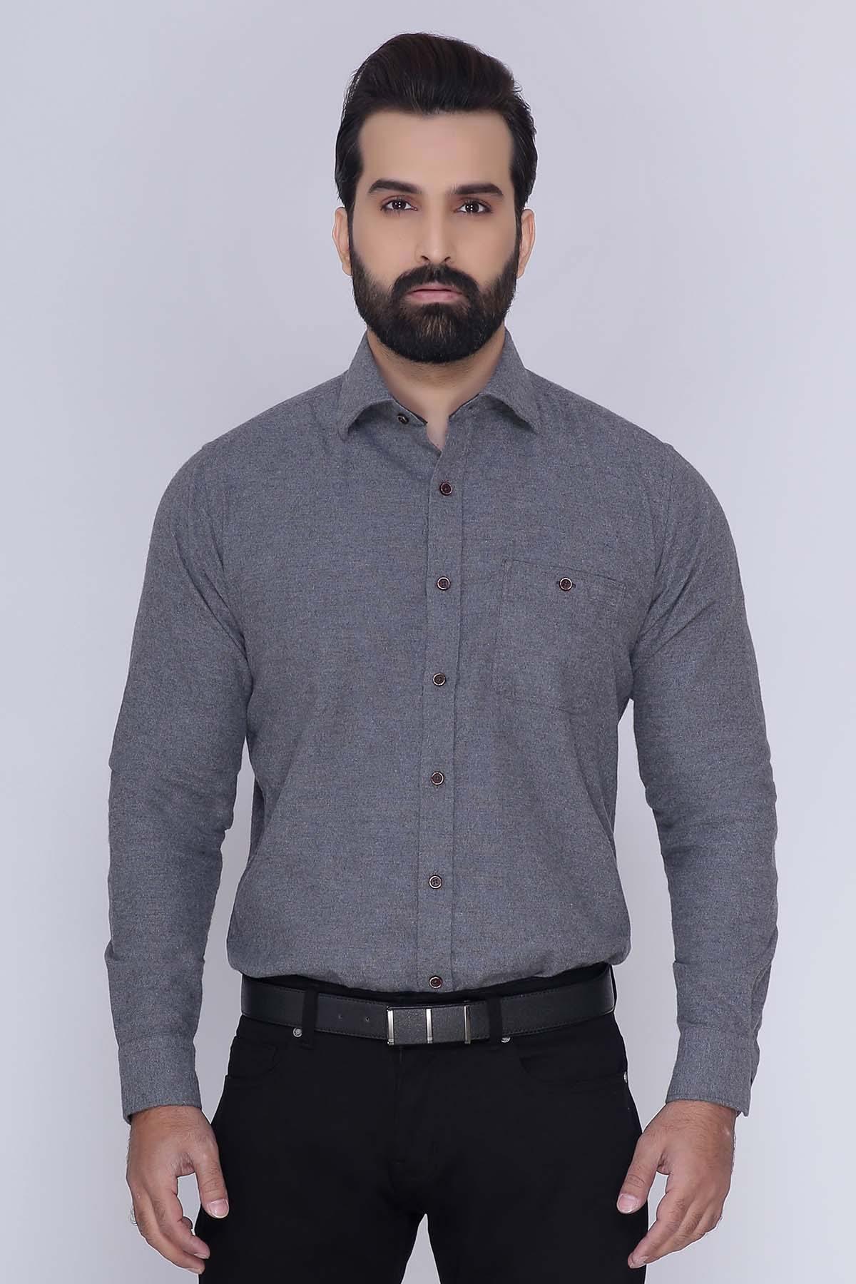 SMART SHIRT FULL SLEEVE GREY at Charcoal Clothing