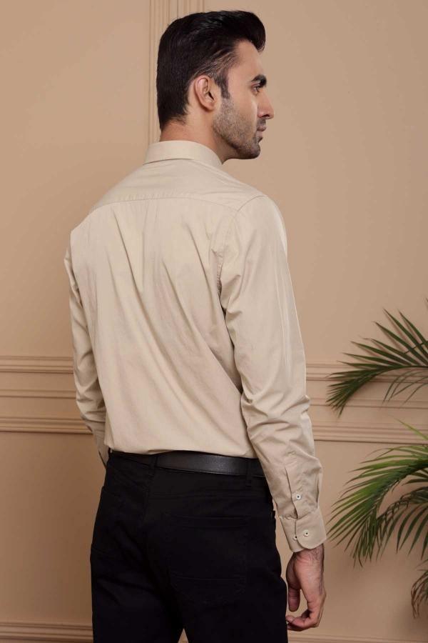 SMART SHIRT FULL SLEEVE LIGHT KHAKI at Charcoal Clothing