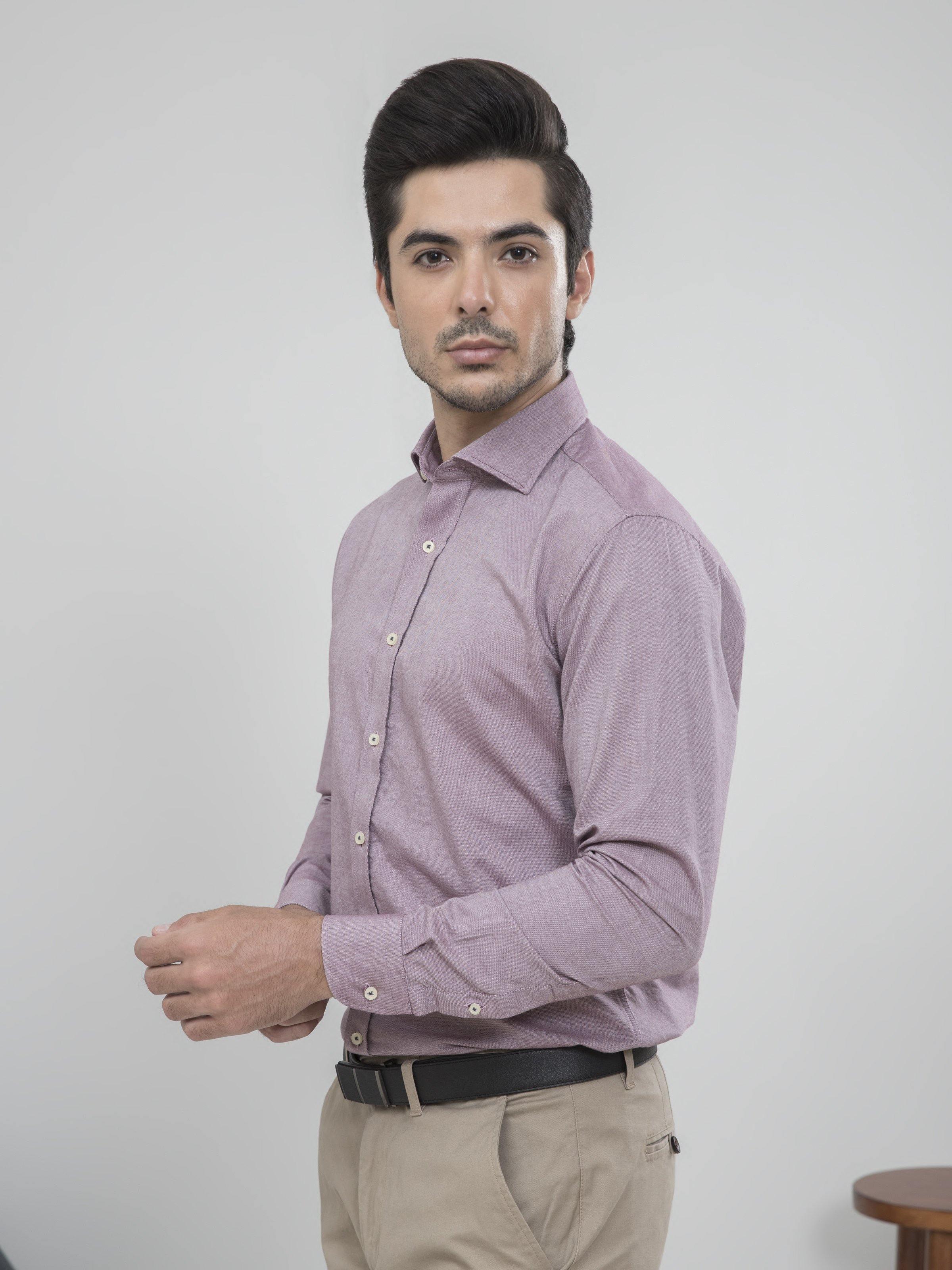 SMART SHIRT FULL SLEEVE MAHROON WHITE at Charcoal Clothing