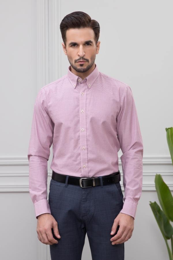SMART SHIRT FULL SLEEVE MAROON WHITE at Charcoal Clothing