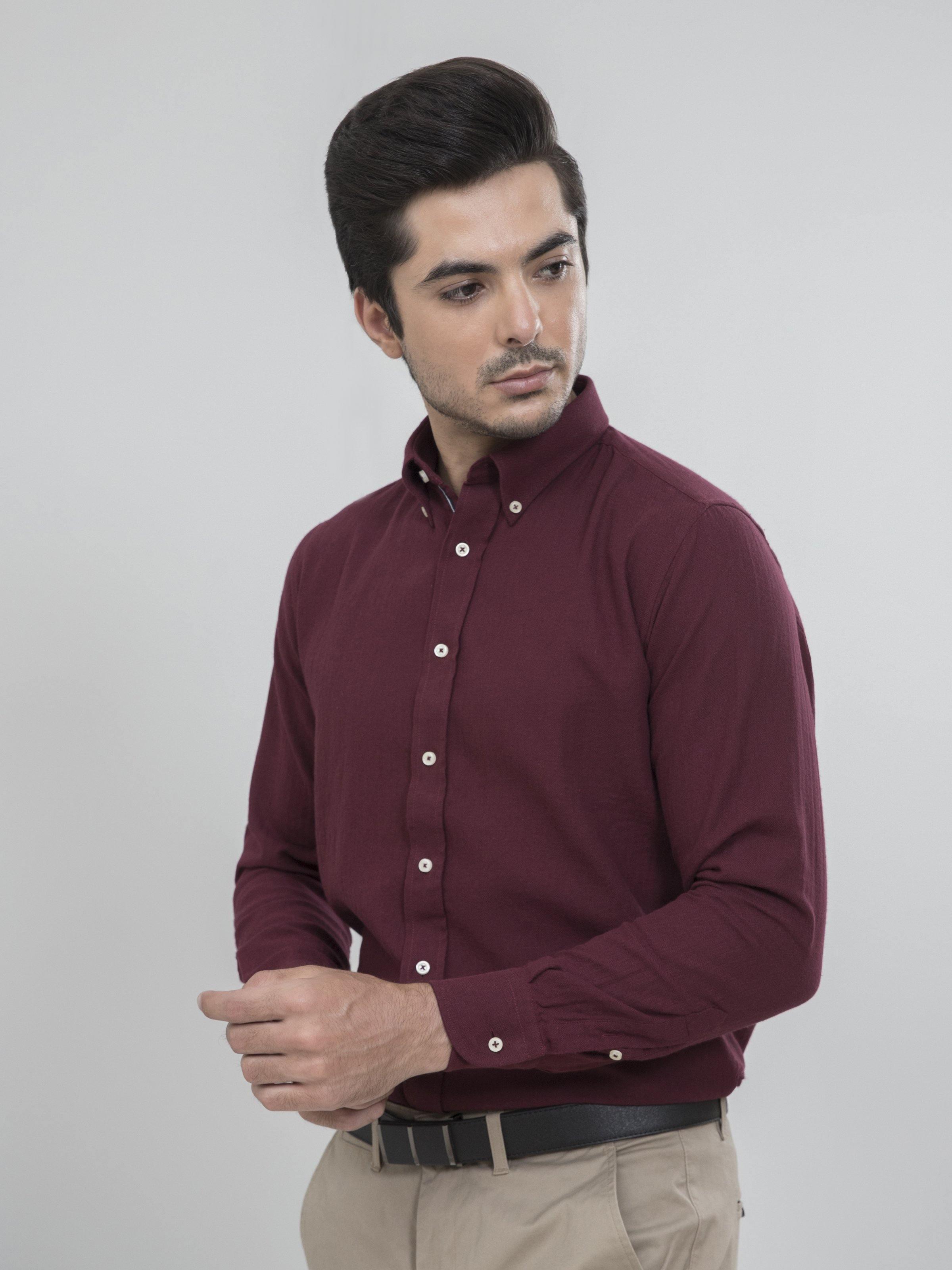 SMART SHIRT FULL SLEEVE MAROON at Charcoal Clothing