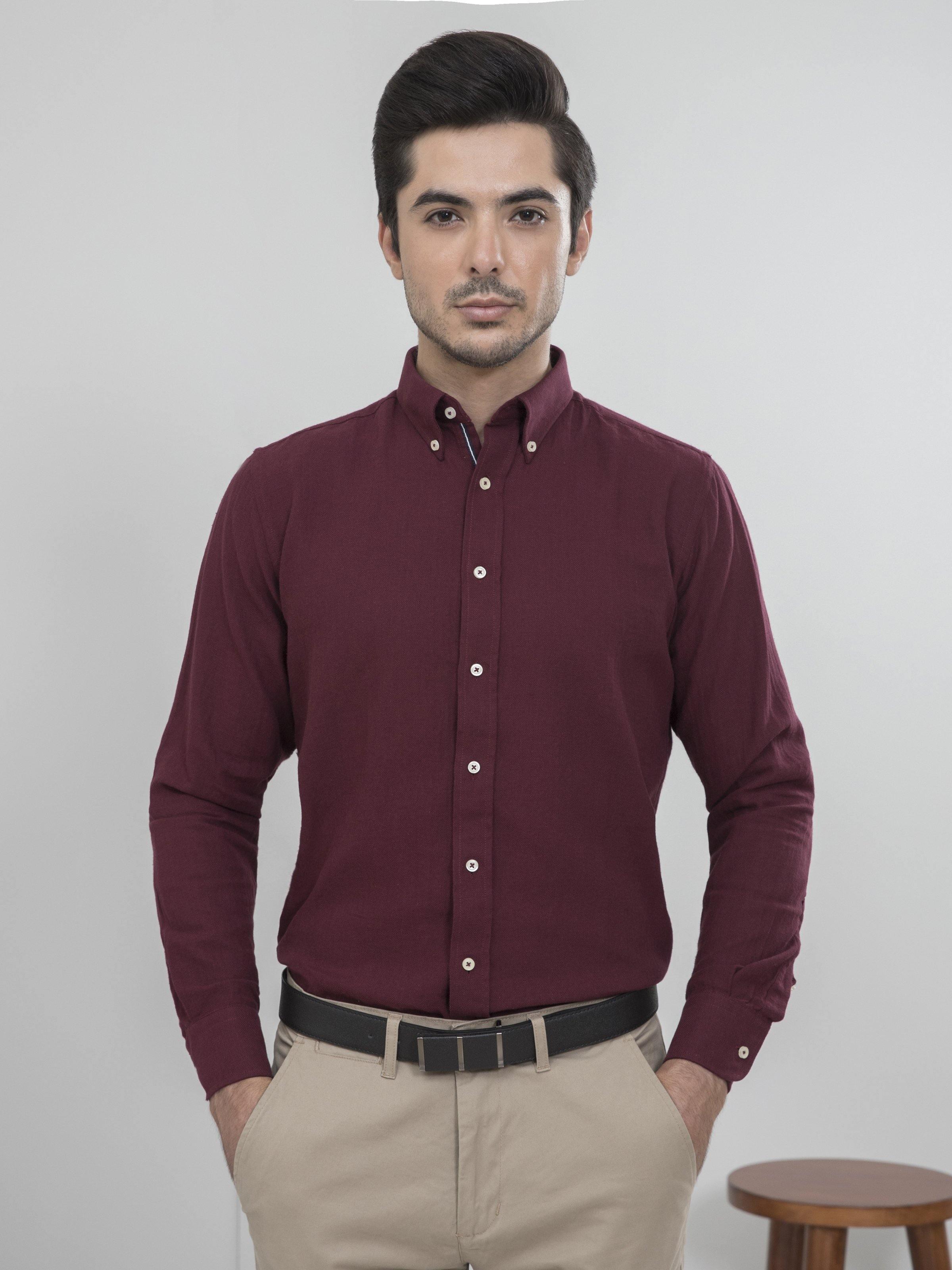 SMART SHIRT FULL SLEEVE MAROON at Charcoal Clothing