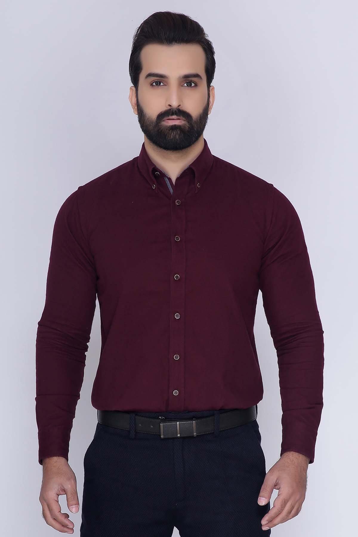 SMART SHIRT FULL SLEEVE MAROON at Charcoal Clothing