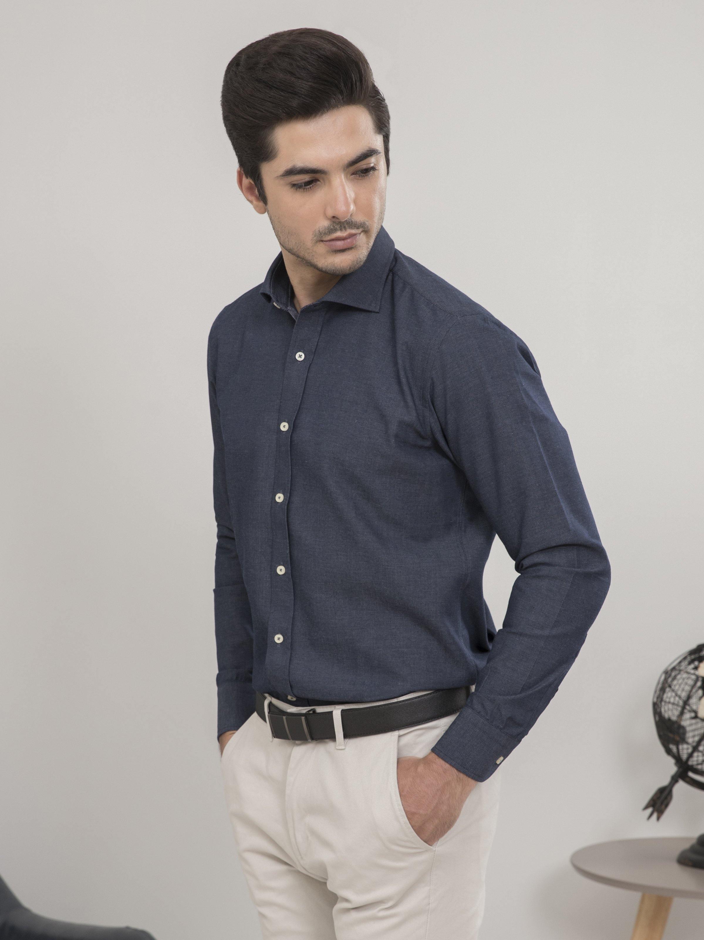 SMART SHIRT FULL SLEEVE NAVY BLUE at Charcoal Clothing