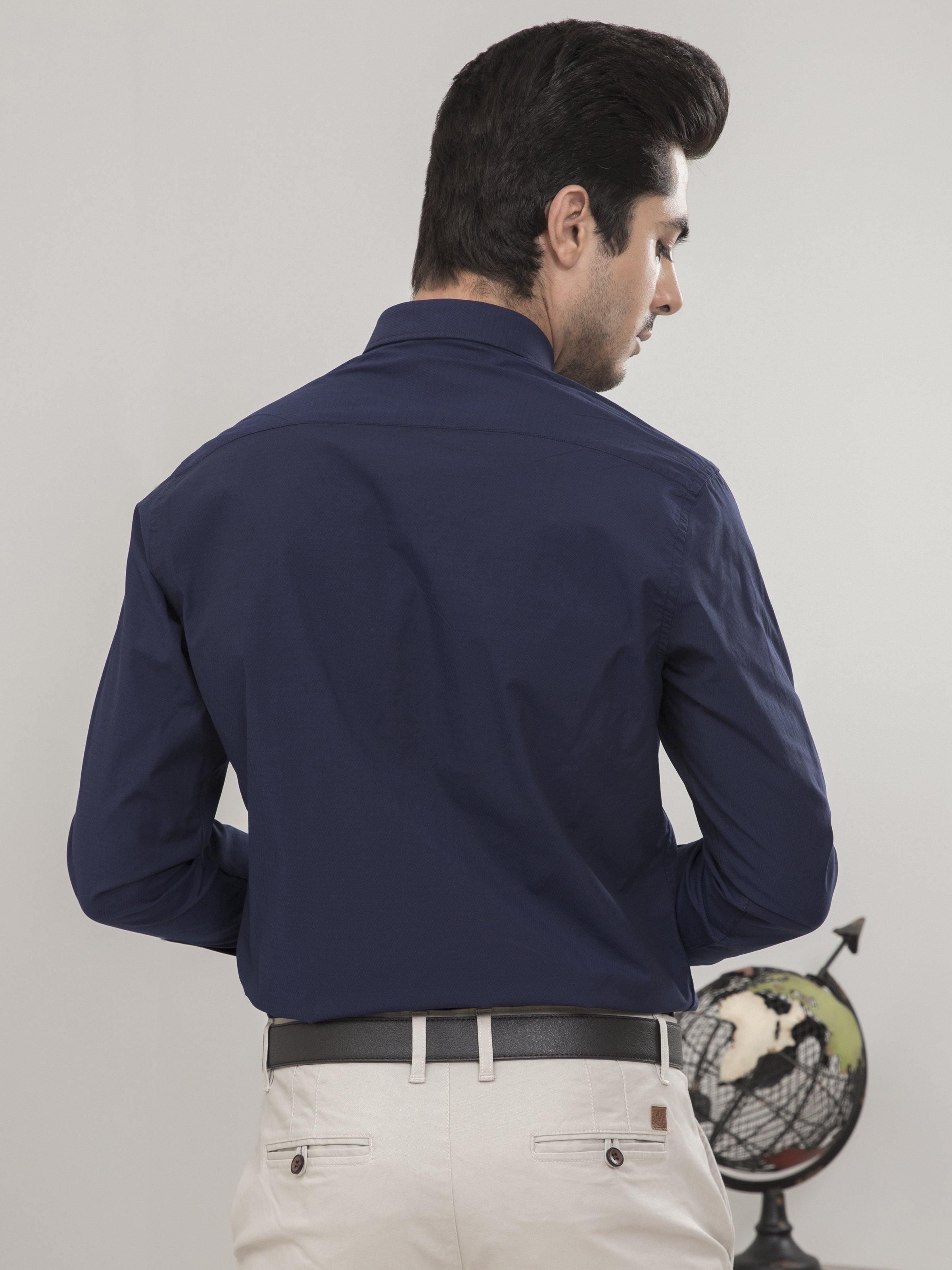 SMART SHIRT FULL SLEEVE NAVY BLUE at Charcoal Clothing