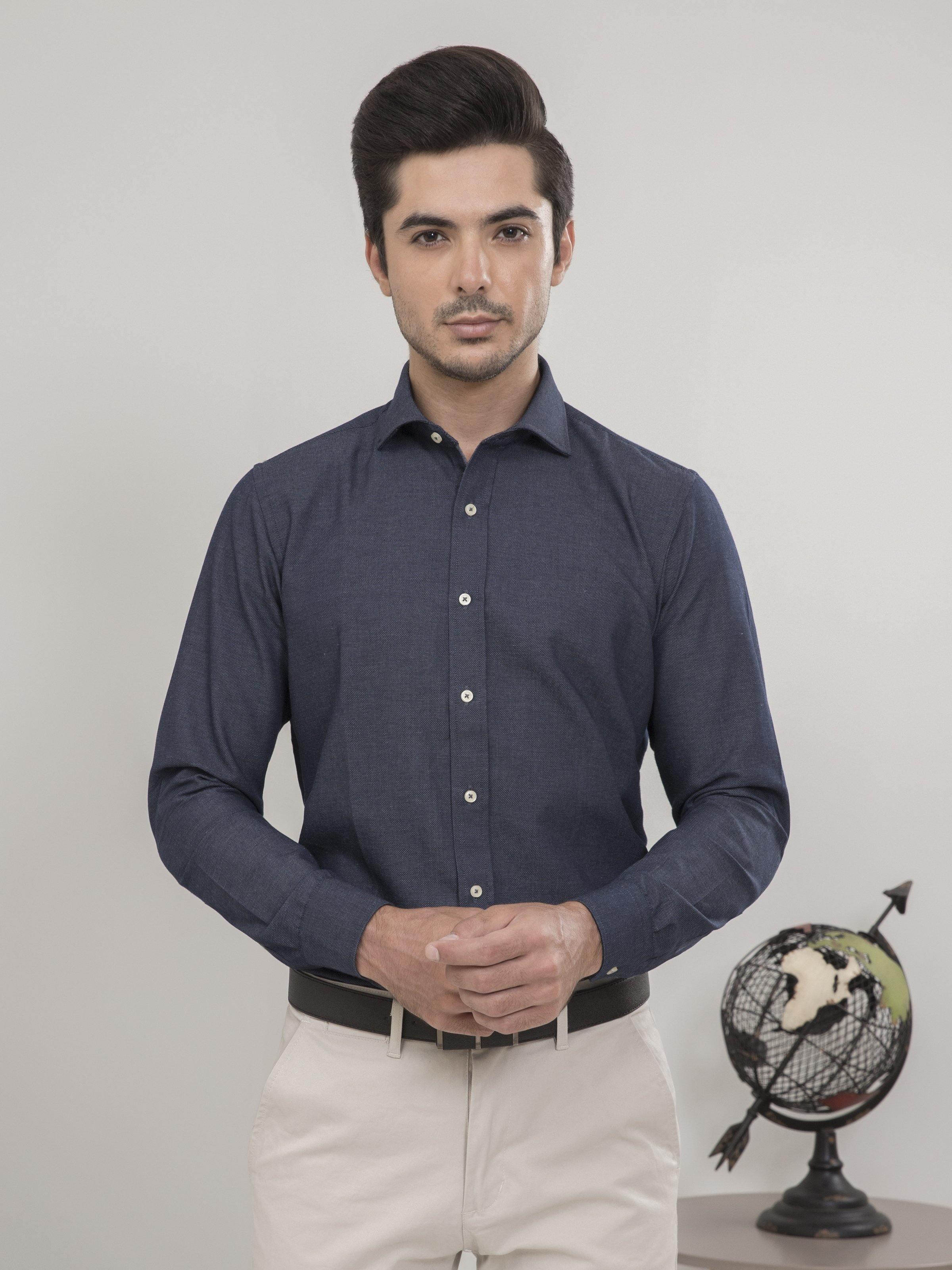 SMART SHIRT FULL SLEEVE NAVY BLUE at Charcoal Clothing