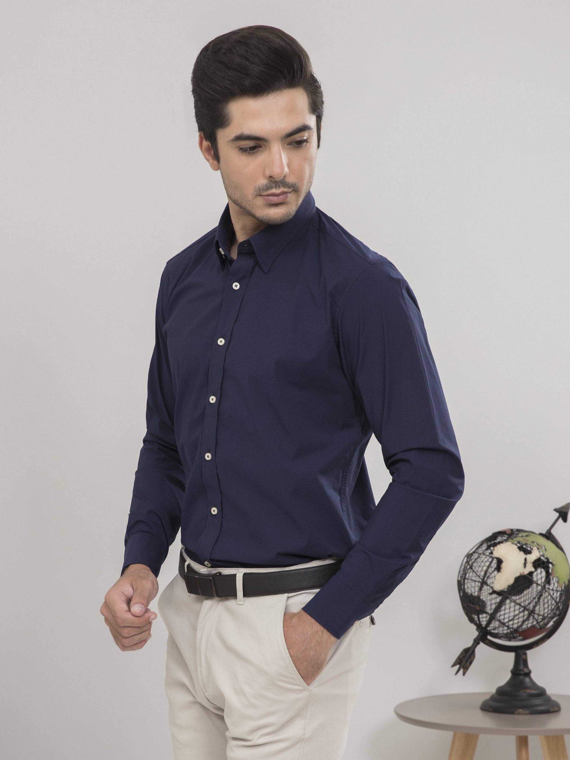 SMART SHIRT FULL SLEEVE NAVY BLUE at Charcoal Clothing