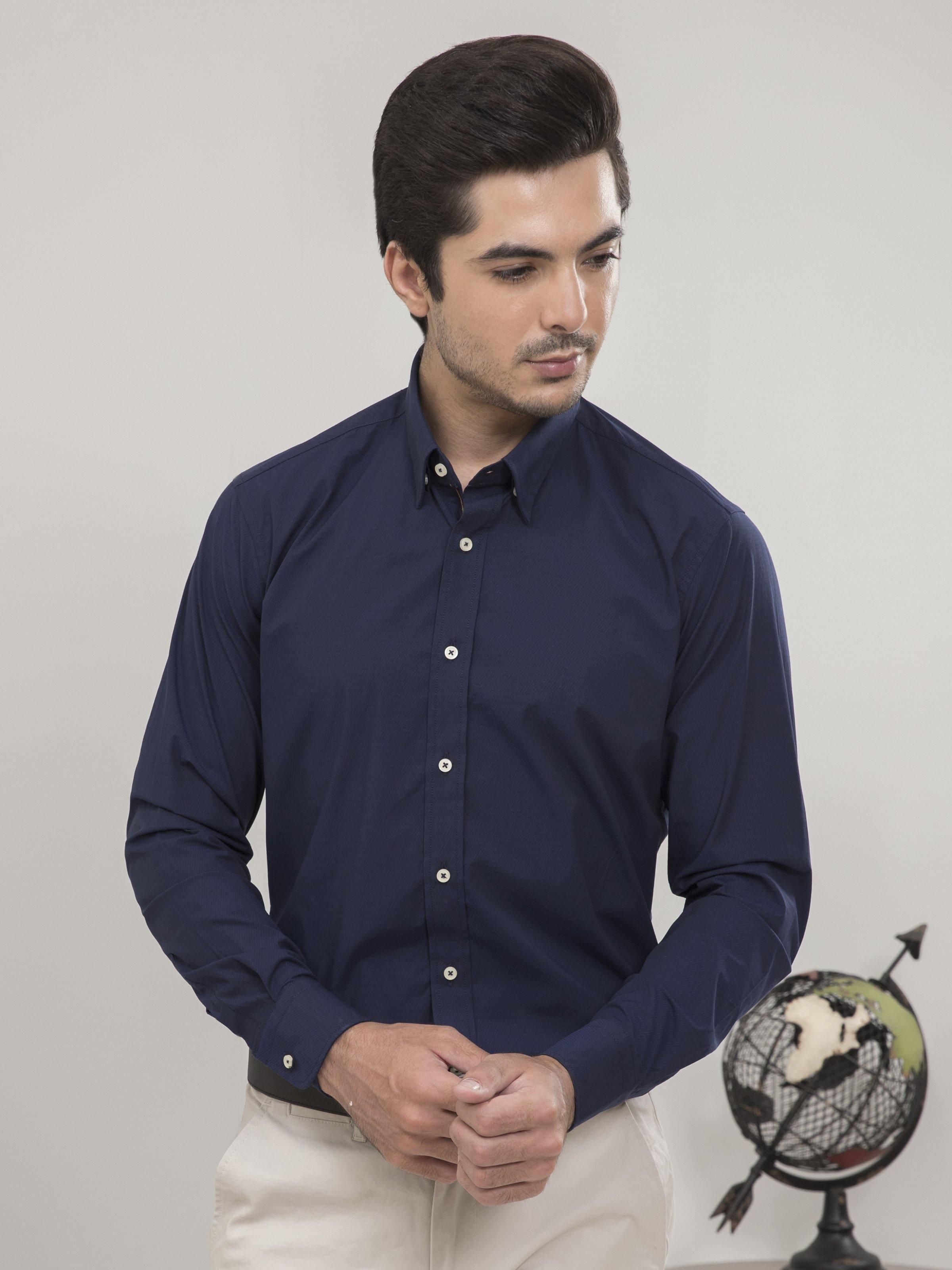 SMART SHIRT FULL SLEEVE NAVY BLUE at Charcoal Clothing