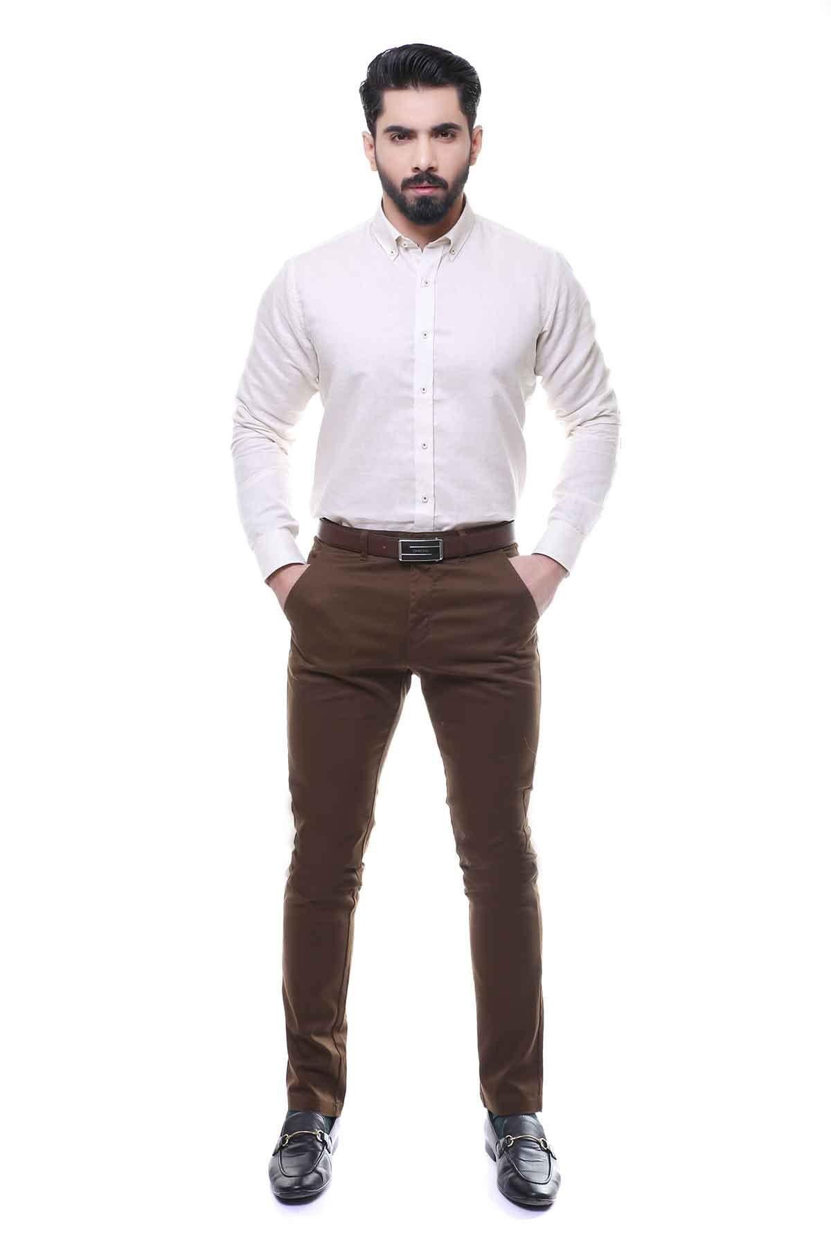 SMART SHIRT FULL SLEEVE OFF WHITE at Charcoal Clothing