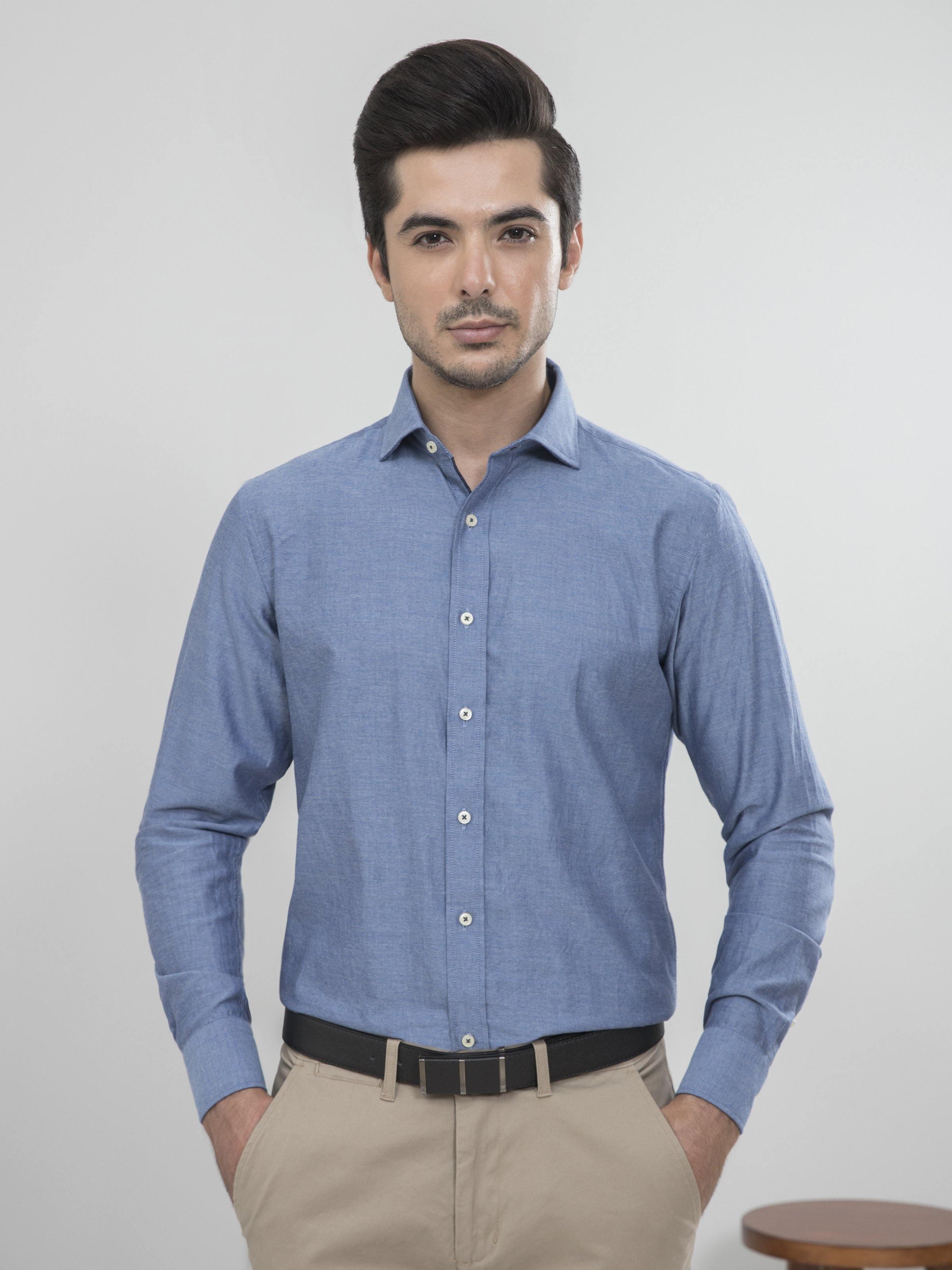SMART SHIRT FULL SLEEVE SKY BLUE at Charcoal Clothing