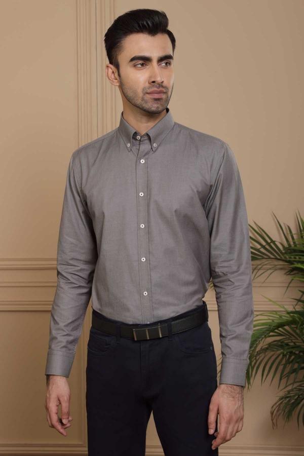 SMART SHIRT FULL SLEEVE SLIM FIT GREY at Charcoal Clothing