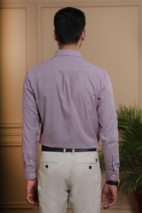 SMART SHIRT FULL SLEEVE SLIM FIT MAROON WHITE at Charcoal Clothing