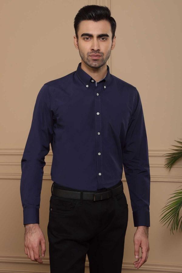SMART SHIRT FULL SLEEVE SLIM FIT NAVY at Charcoal Clothing