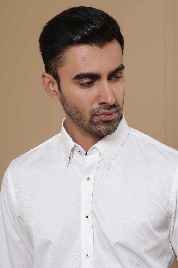 SMART SHIRT FULL SLEEVE SLIM FIT OFF WHITE at Charcoal Clothing