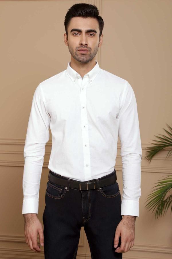SMART SHIRT FULL SLEEVE SLIM FIT WHITE at Charcoal Clothing