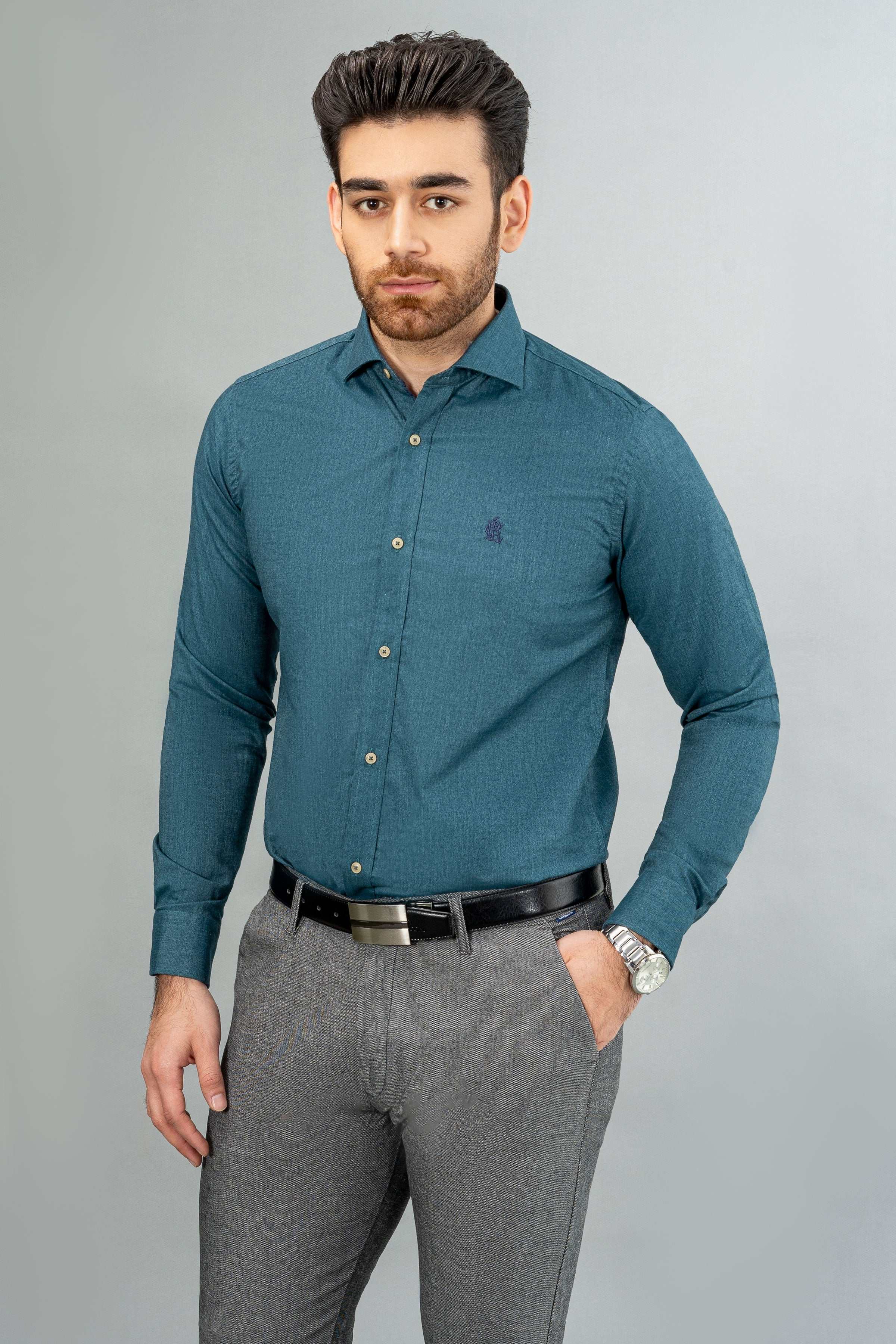 SMART SHIRT GREEN at Charcoal Clothing