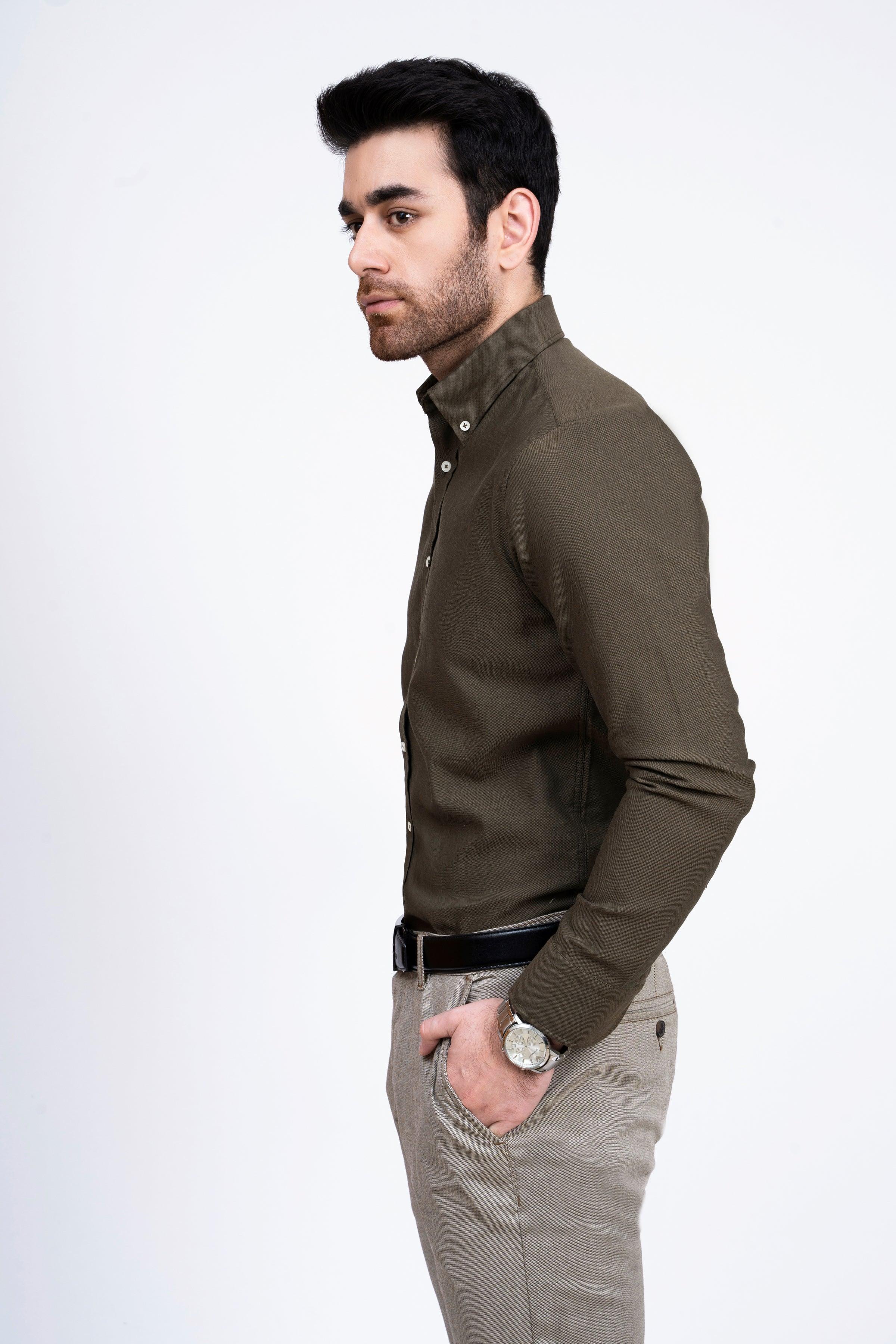 SMART SHIRT GREEN at Charcoal Clothing