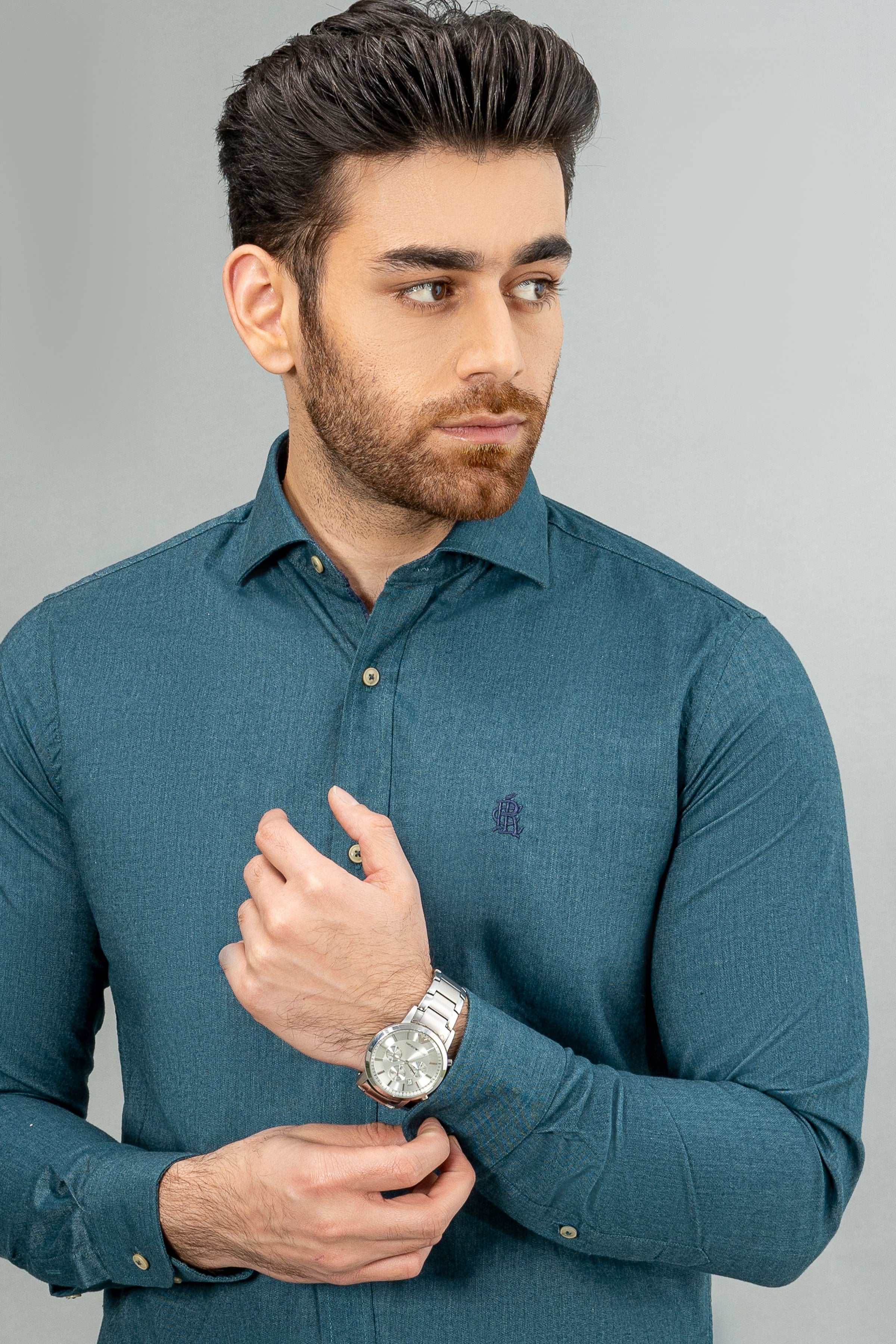 SMART SHIRT GREEN at Charcoal Clothing