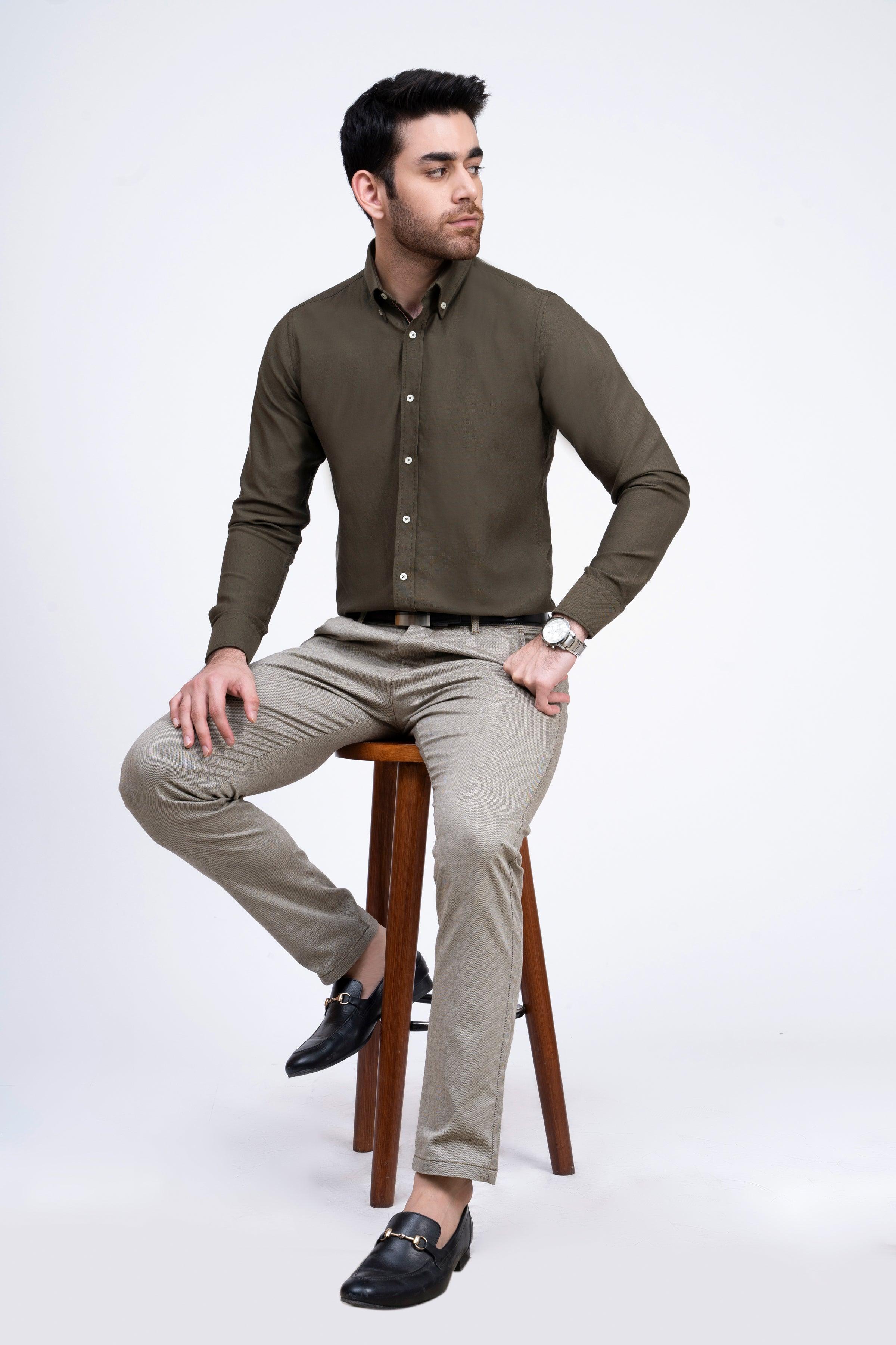 SMART SHIRT GREEN at Charcoal Clothing